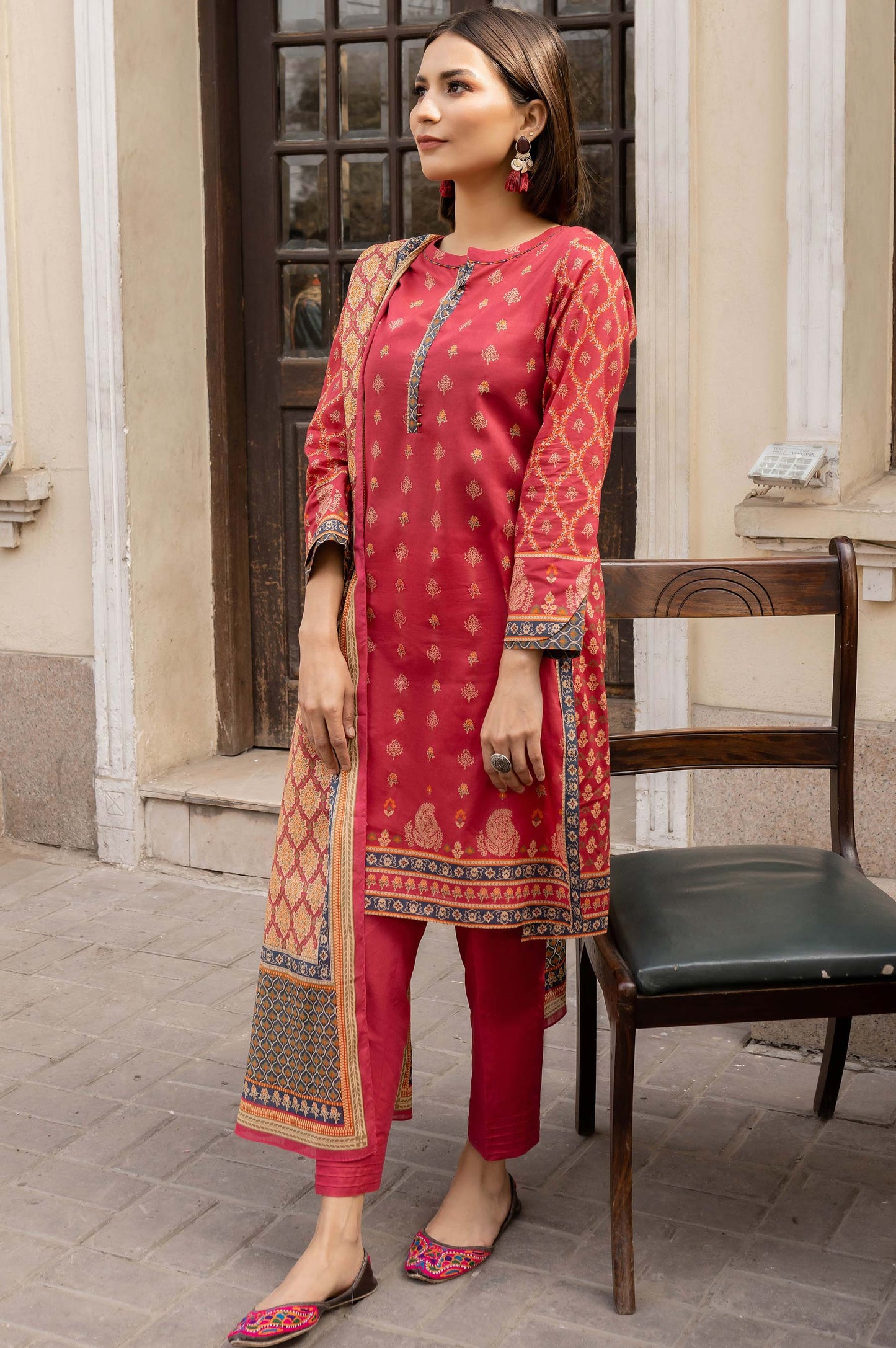 Stitched 3 Piece Printed Lawn Suit with Printed Lawn Dupatta