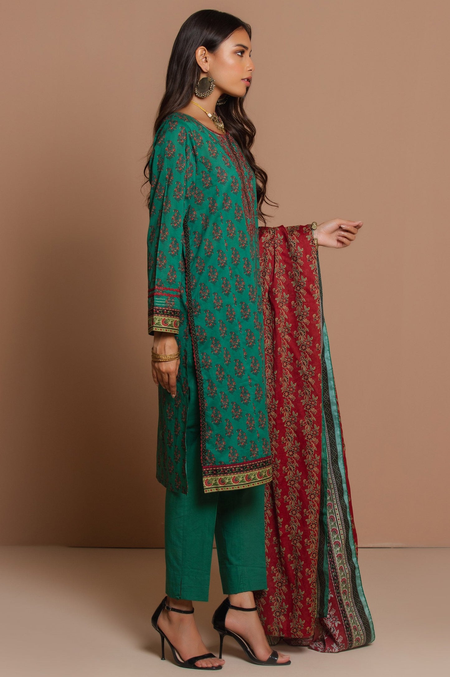 Stitched 3 Piece Embroidered Lawn Suit