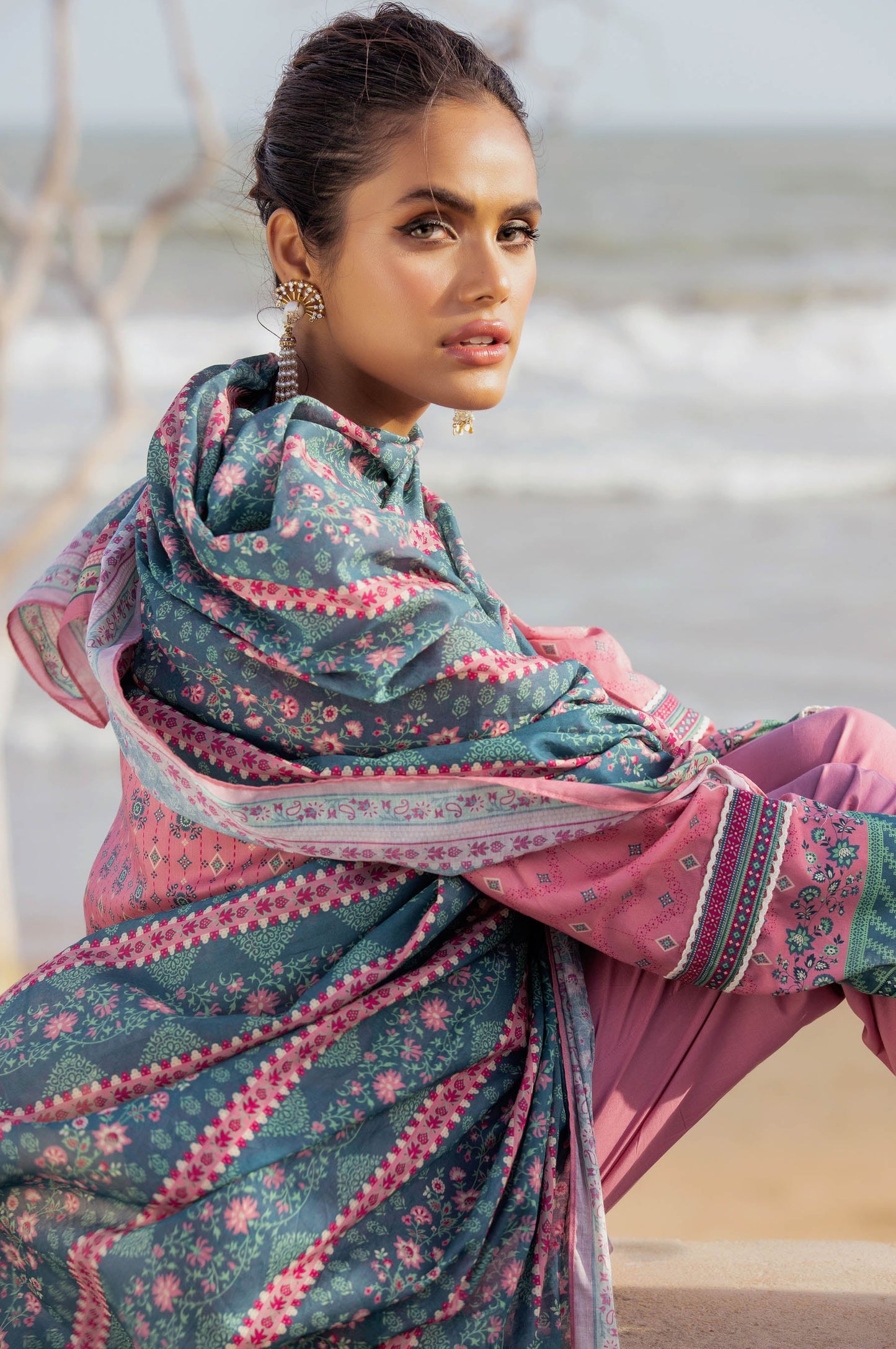 Stitched 3 Piece Embroidered Doria Lawn with voile Slub Suit