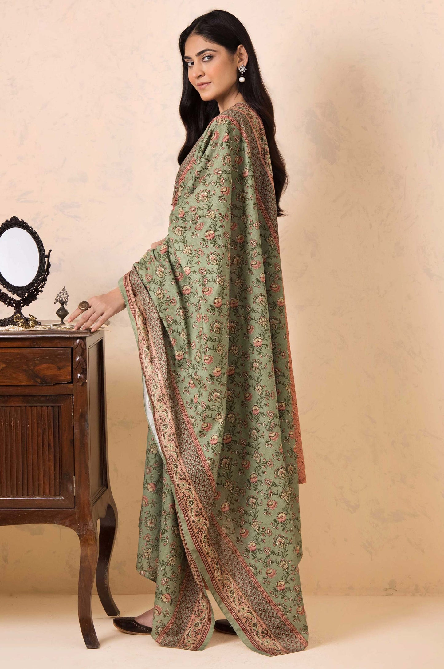 Stitched 3 Piece Embroidered Karandi Suit