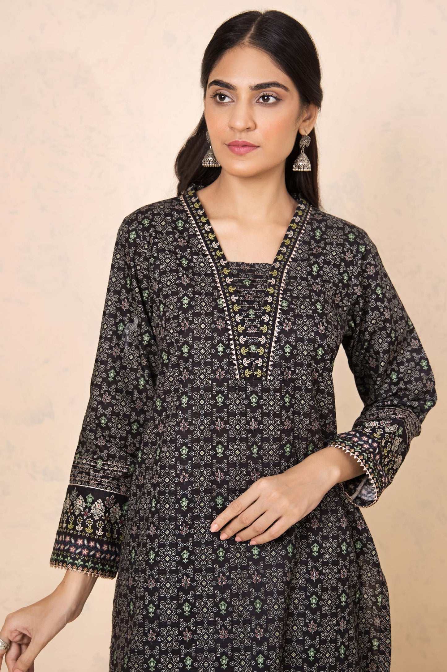 Stitched 3 Piece Printed Doria Linen Viscose Suit