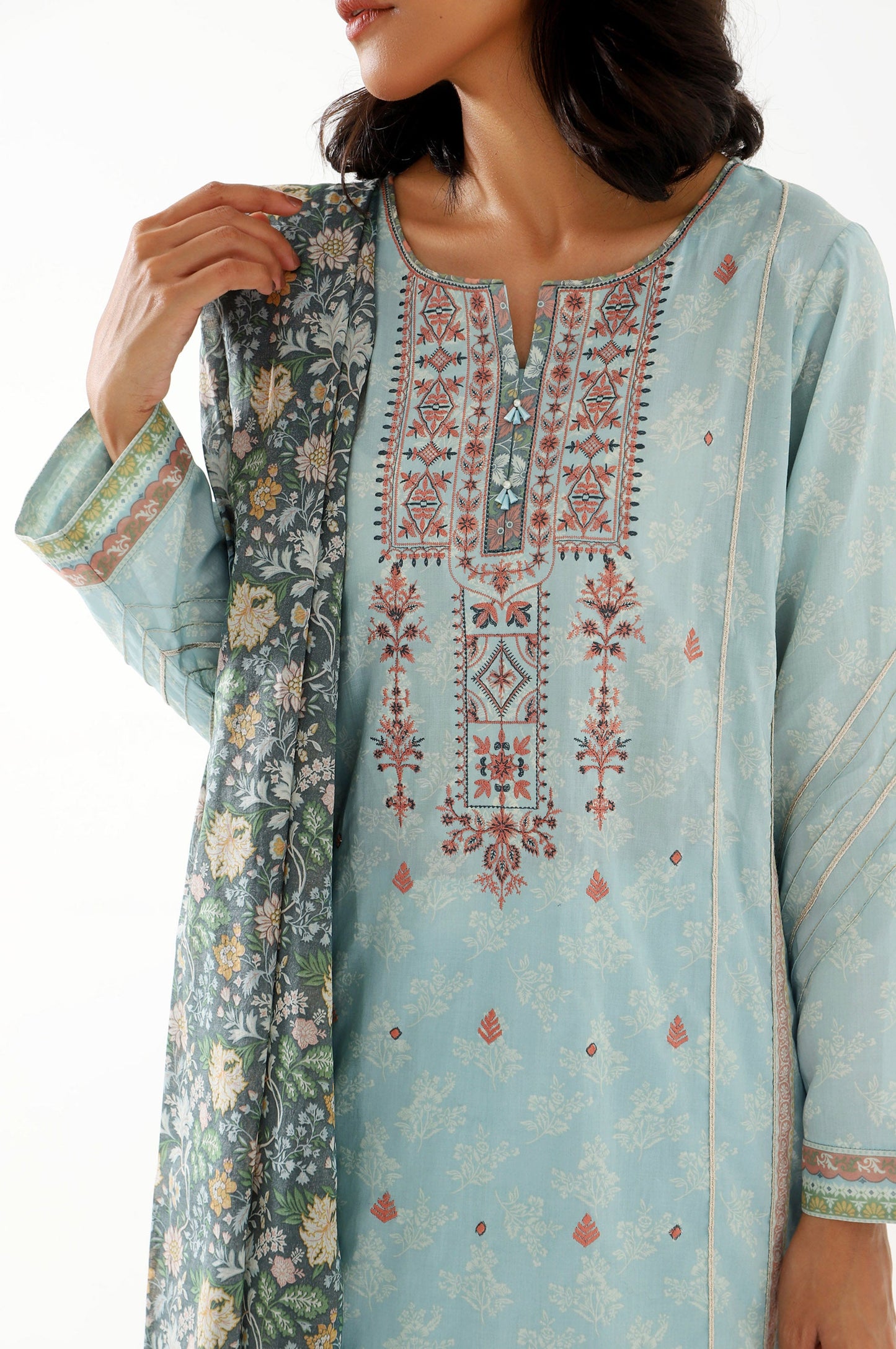 Stitched 3 Piece Embroidered Lawn Suit