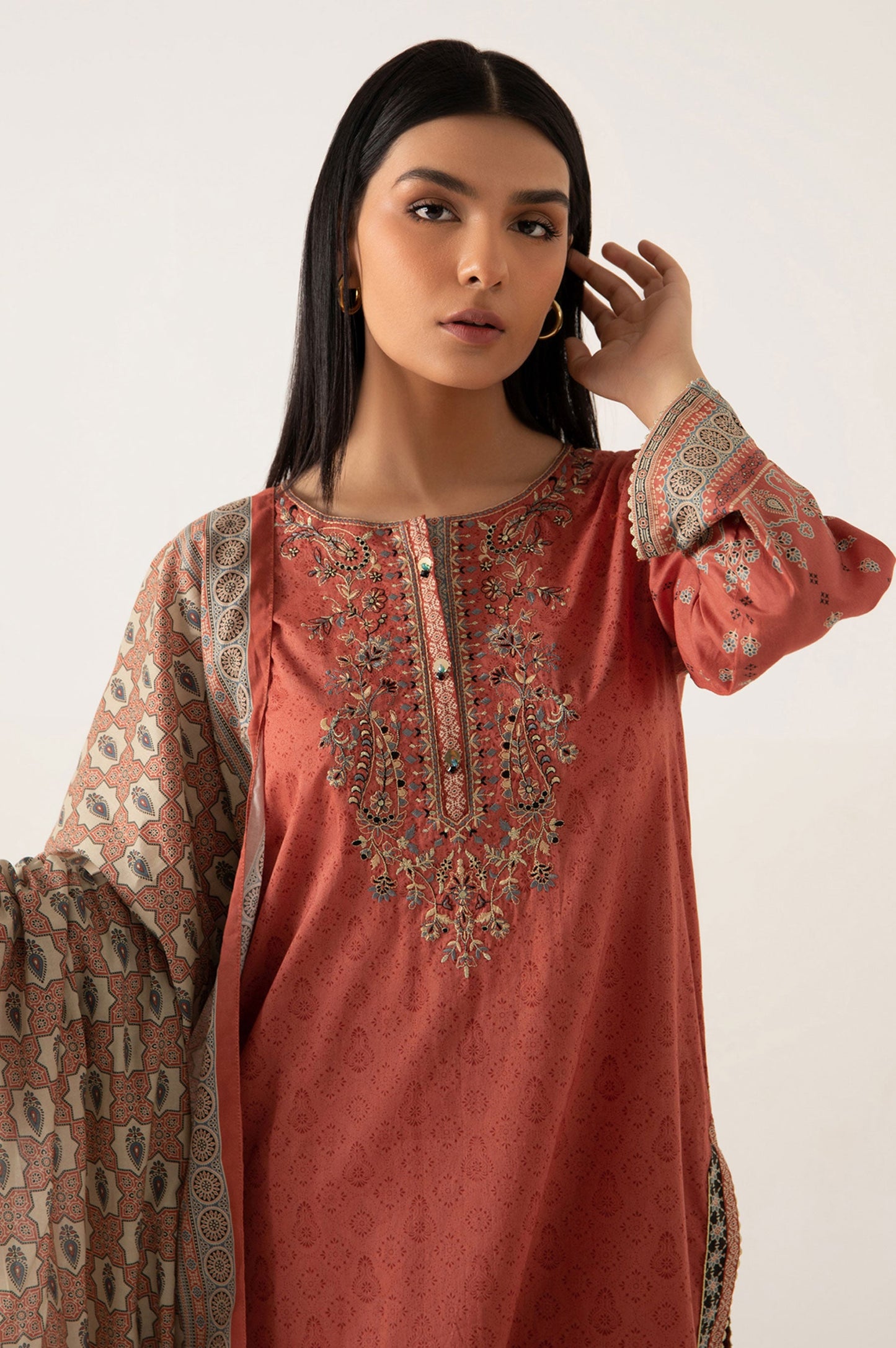 Stitched 3 Piece Embroidered Lawn Suit