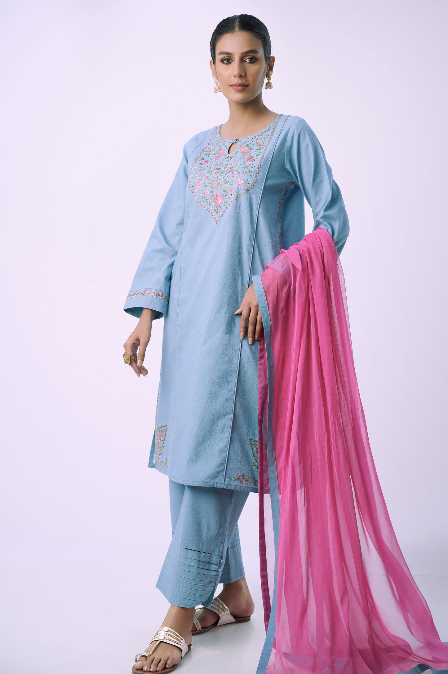 Stitched 3 Piece Embroidered Cambric Suit