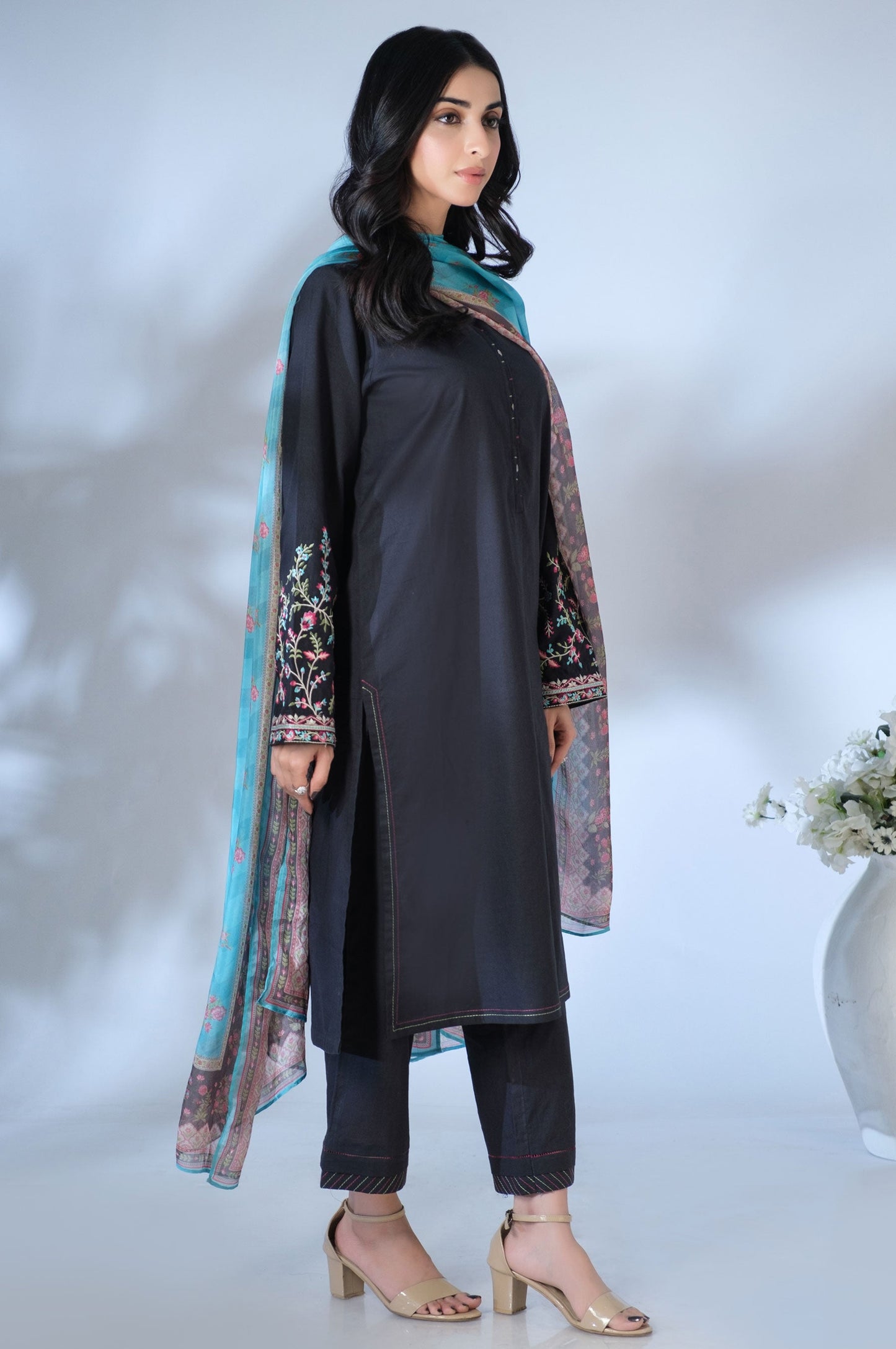 Stitched 3 Piece Embroidered Cambric Suit