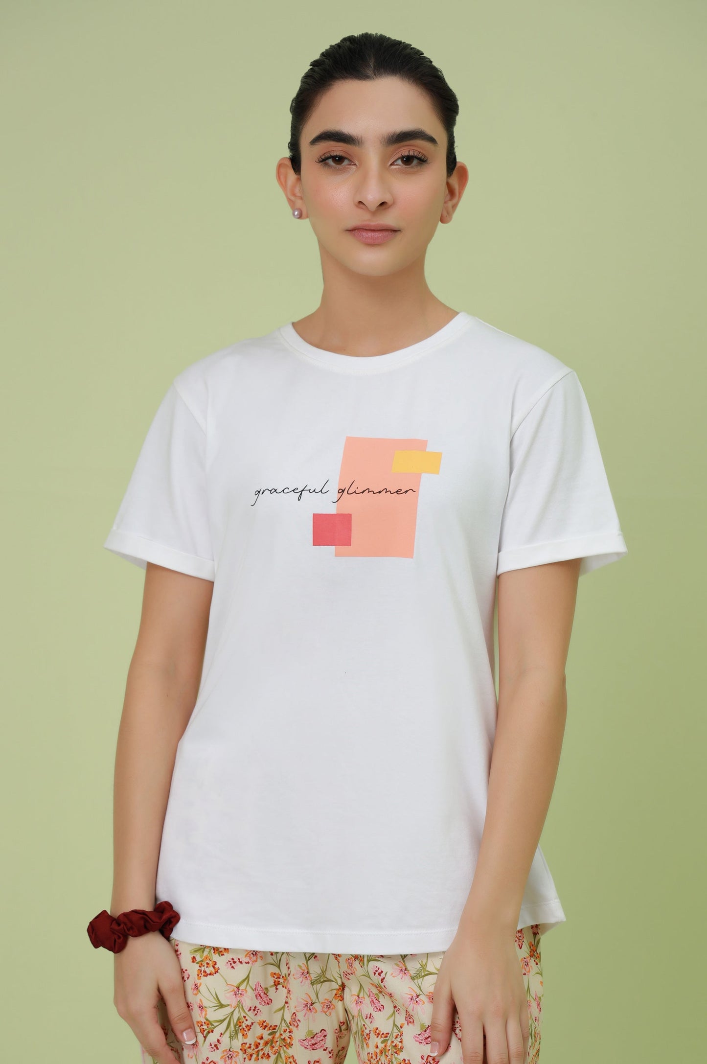 Crew Neck Half Sleeves Tee - White