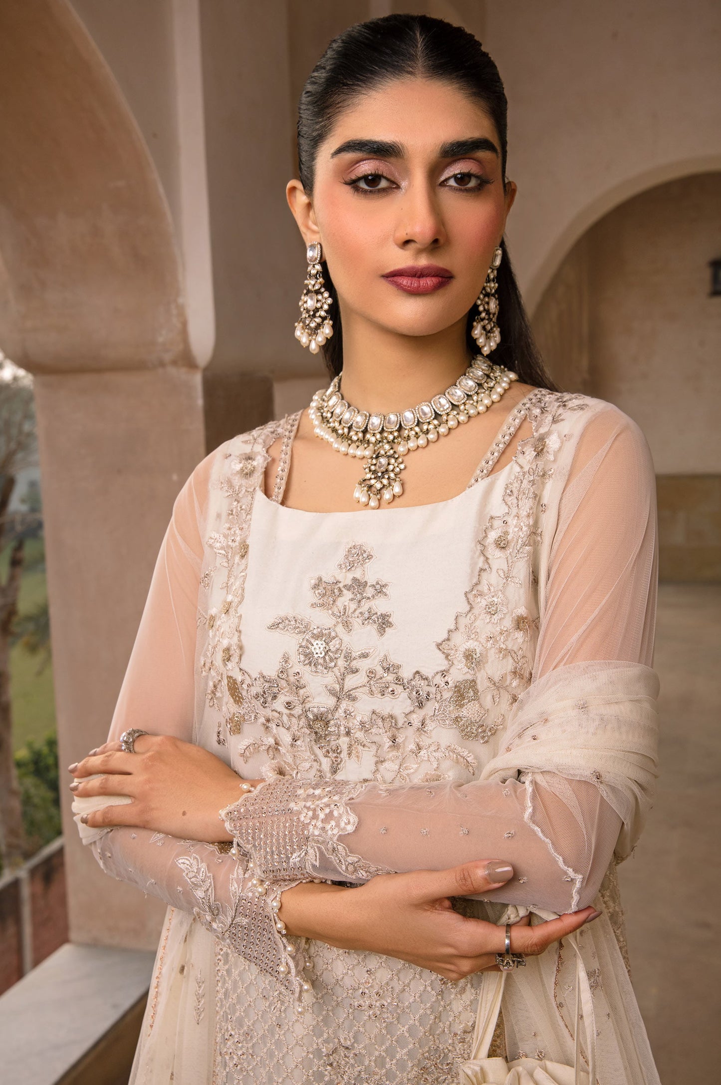 3 Piece Embroidered Net Suit