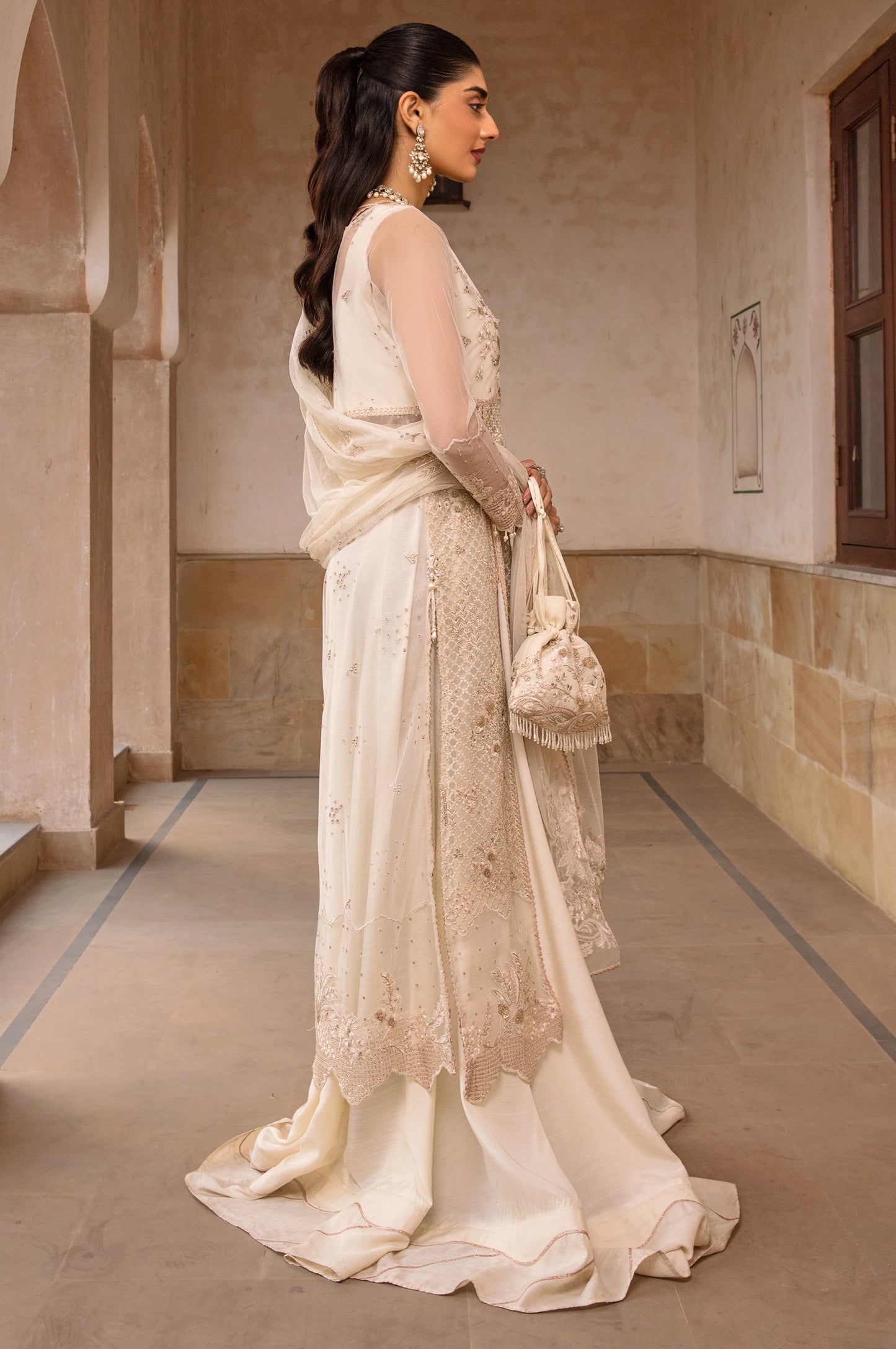 3 Piece Embroidered Net Suit