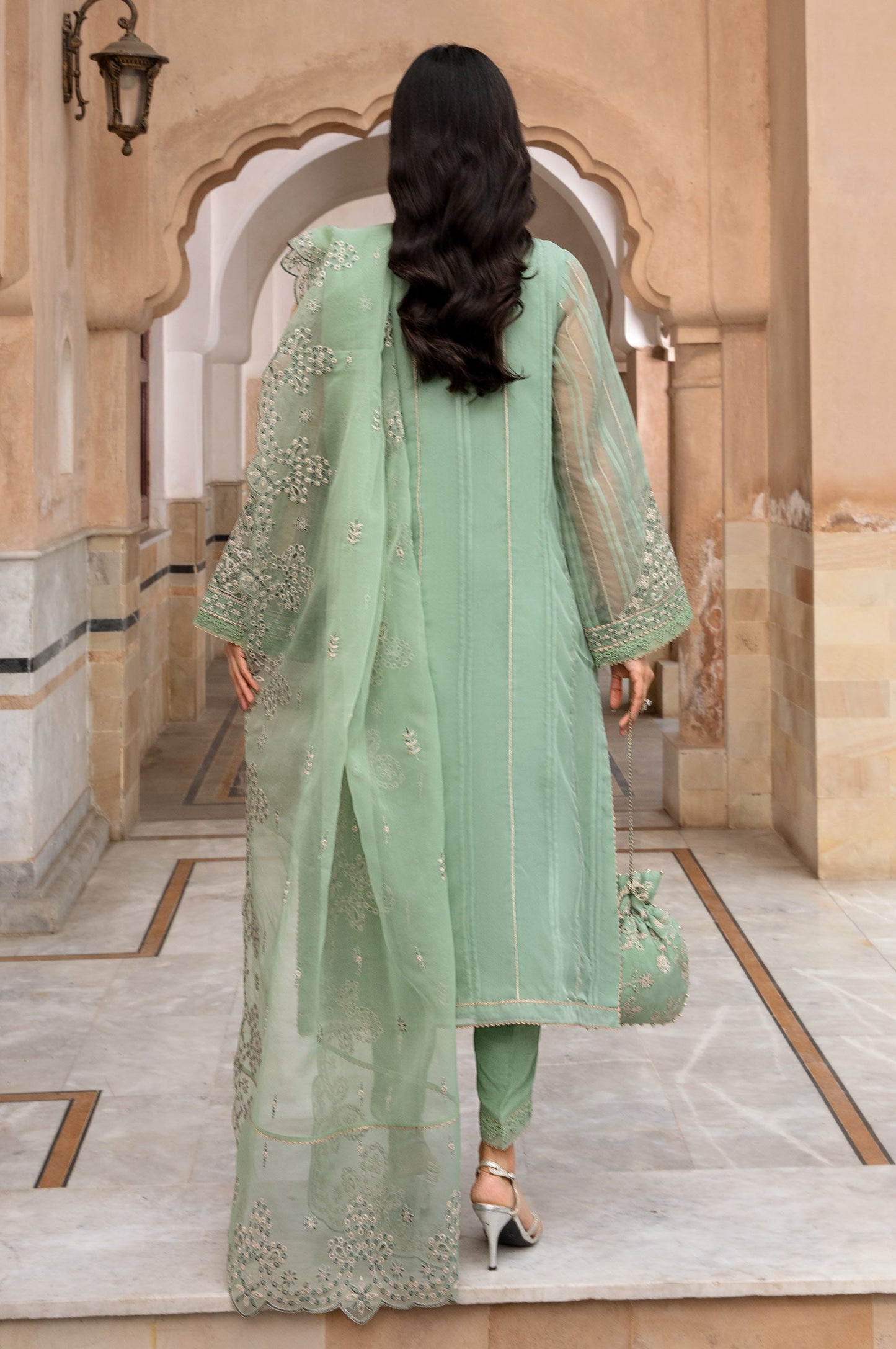 3 Piece Embroidered Organza Suit