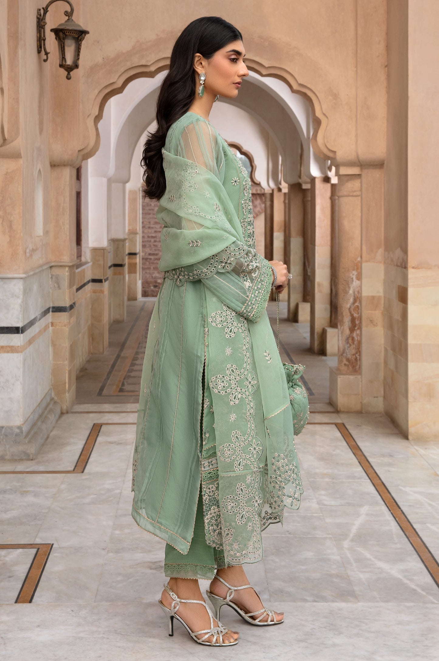 3 Piece Embroidered Organza Suit
