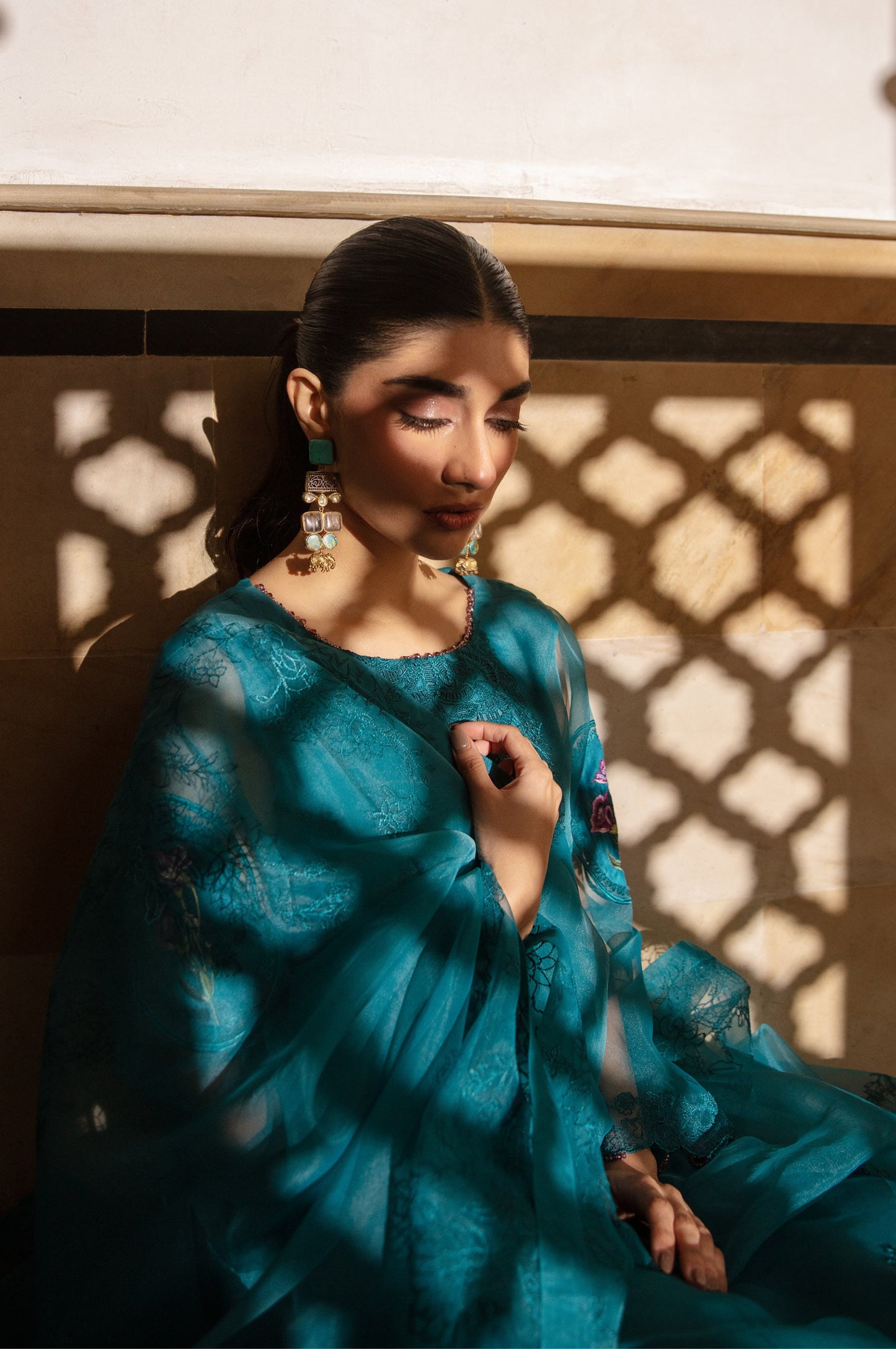 3 Piece Embroidered Organza Suit