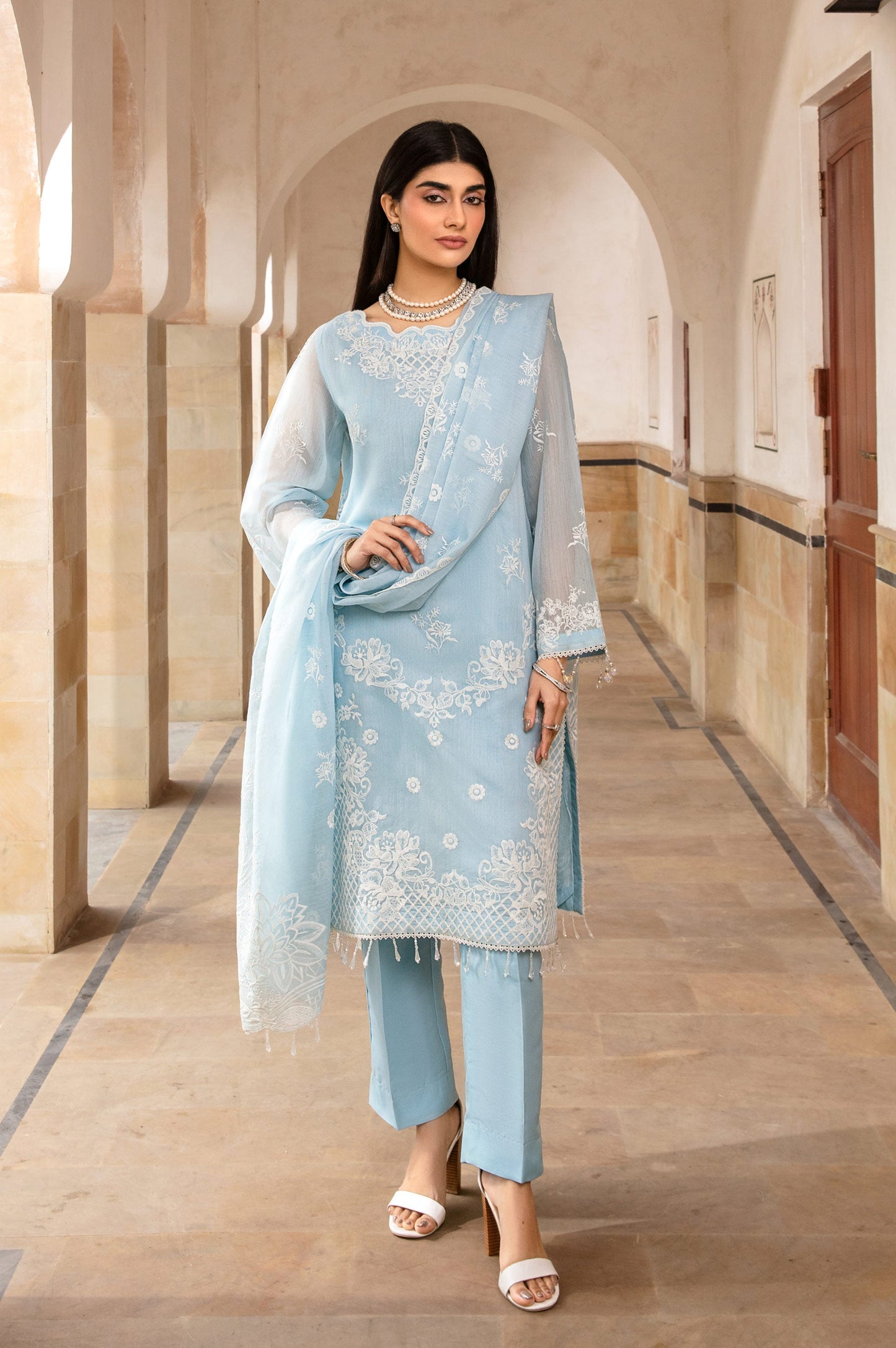 3 Piece Embroidered Manar Suit