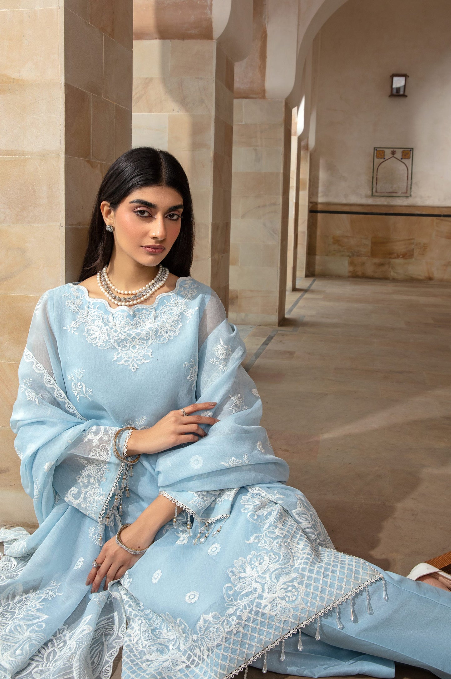 3 Piece Embroidered Manar Suit