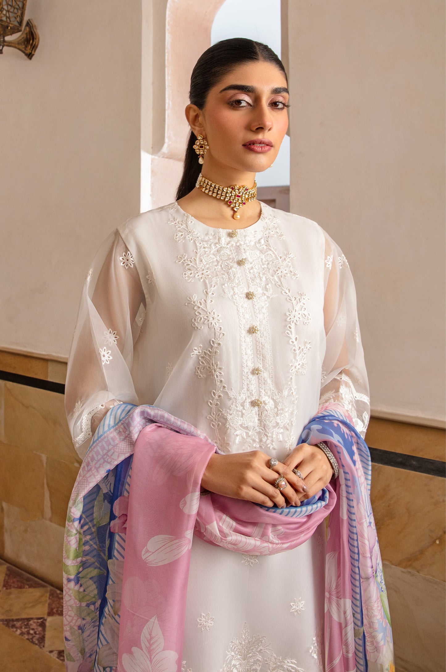 3 Piece Embroidered Organza Suit