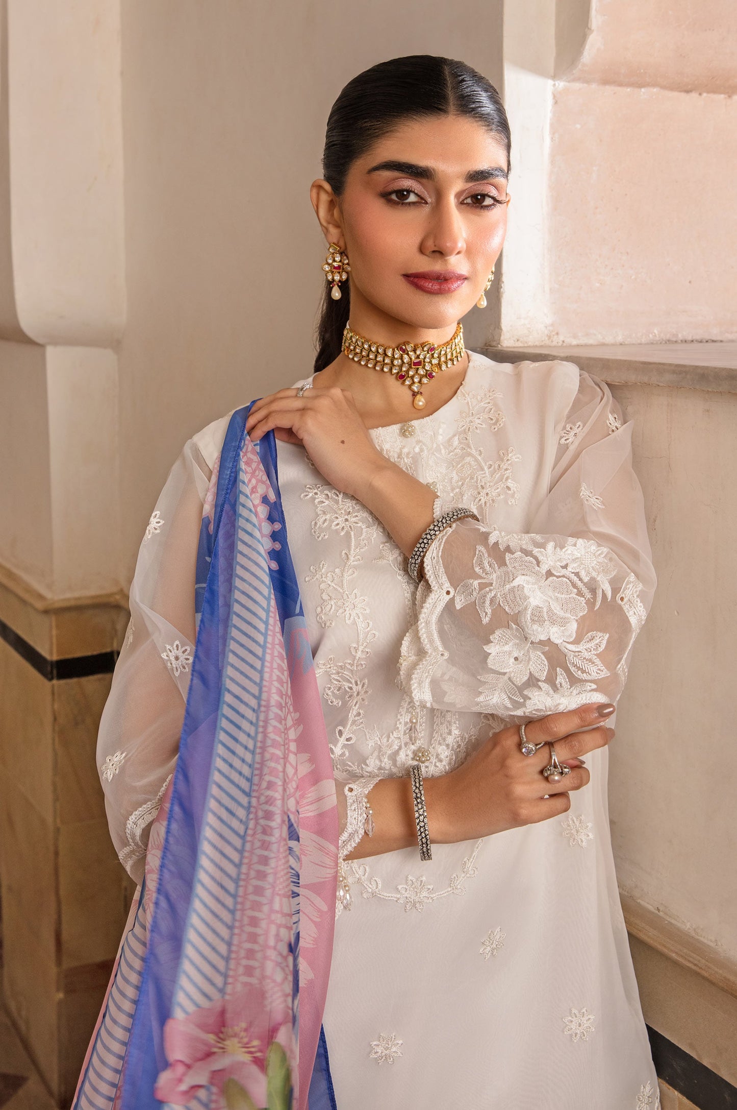 3 Piece Embroidered Organza Suit