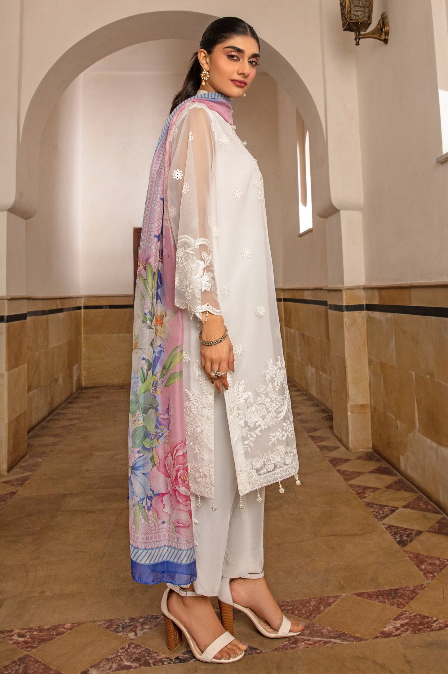 3 Piece Embroidered Organza Suit
