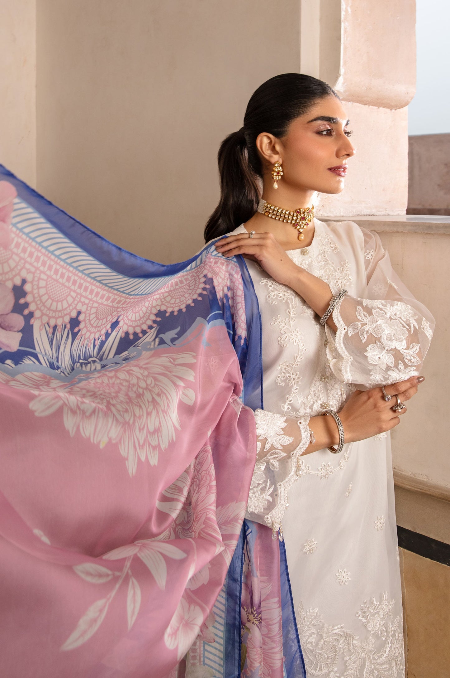 3 Piece Embroidered Organza Suit