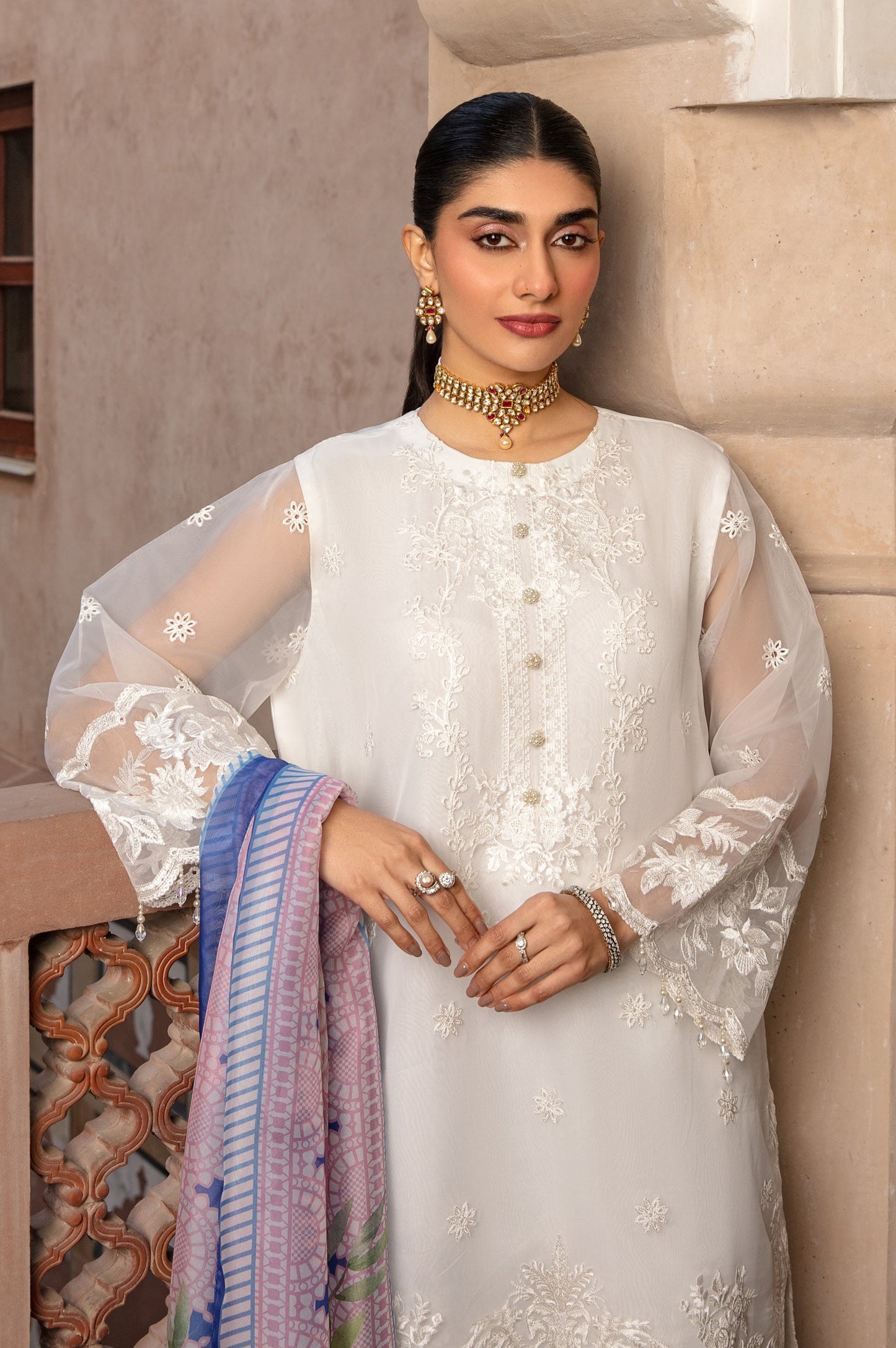 3 Piece Embroidered Organza Suit