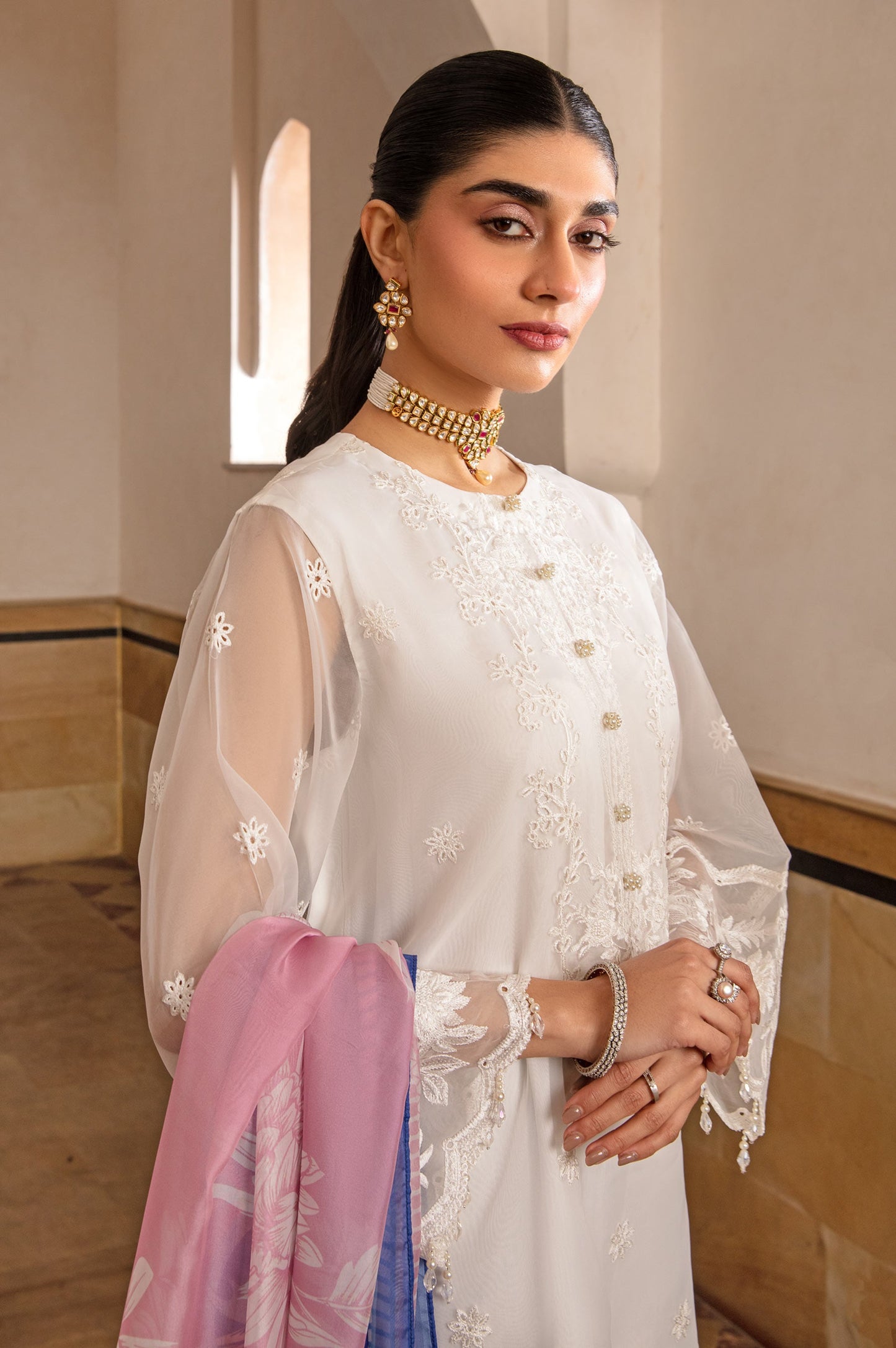 3 Piece Embroidered Organza Suit