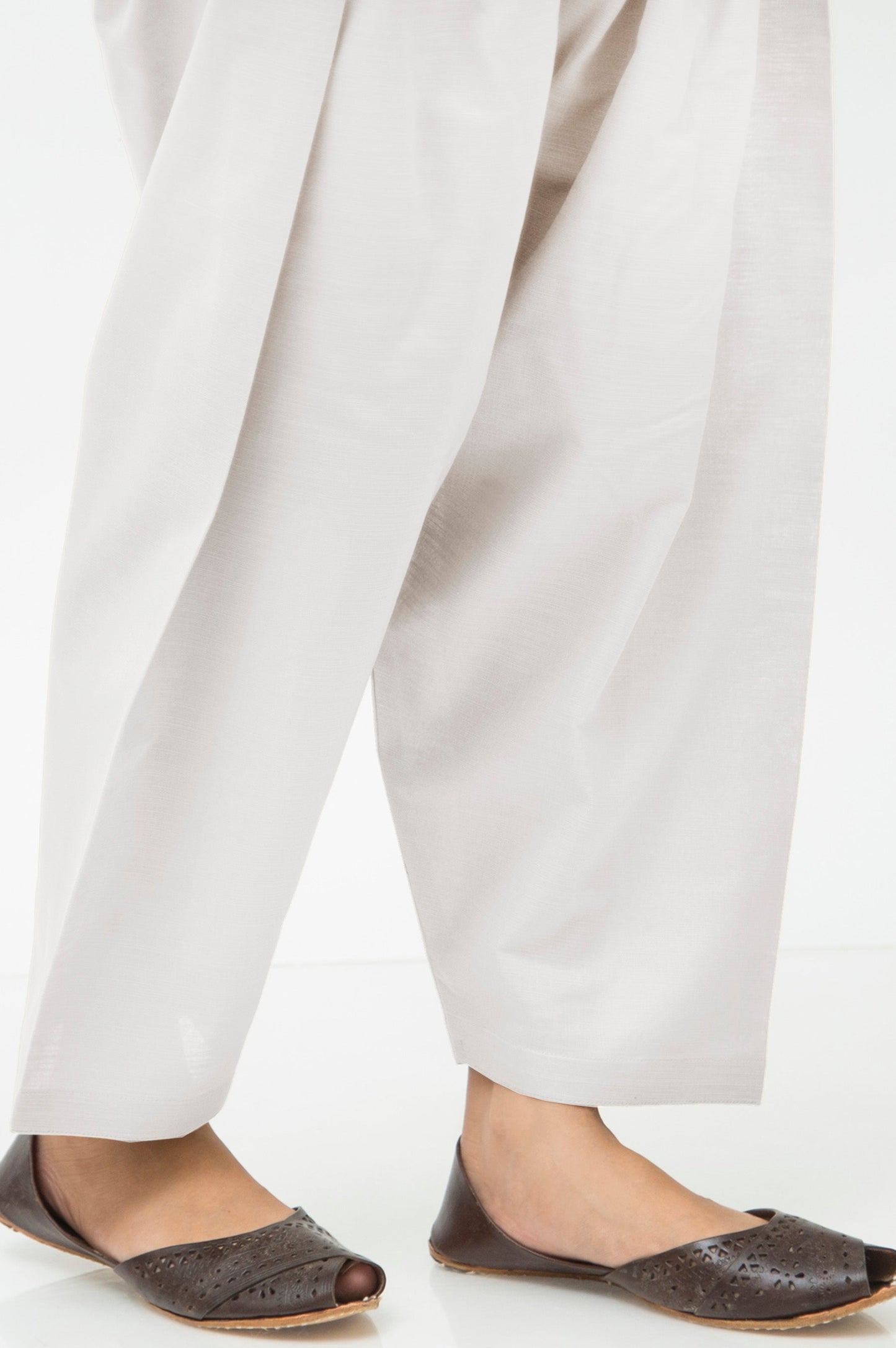 Basic Plain Khaddar Shalwar -White