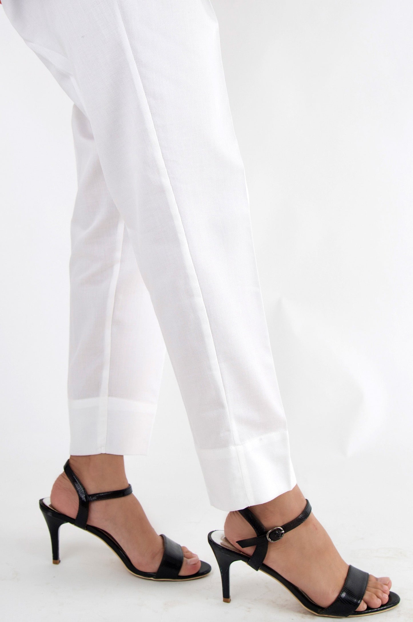 Basic Cottel Cigarette Pants - White