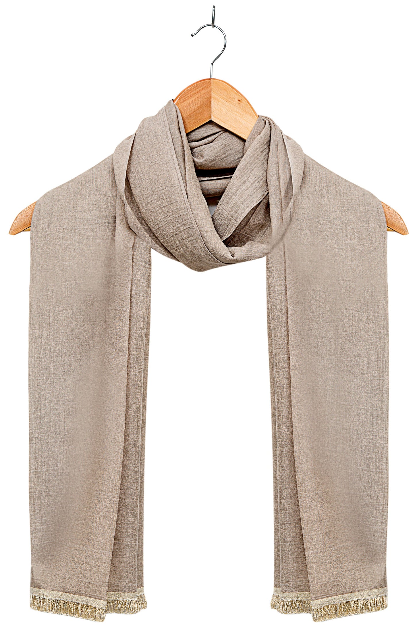 Silky-lace-trimmed-ScarfDull Gold