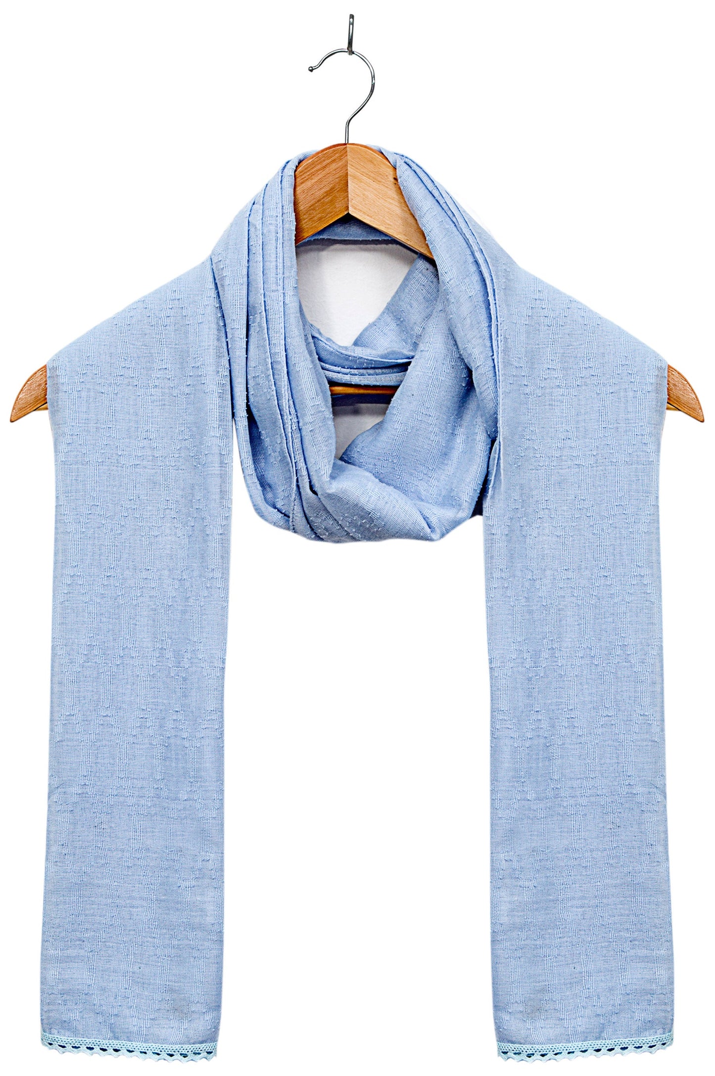 Jacquard-Lace-trimmed-Scarf-Powder Blue