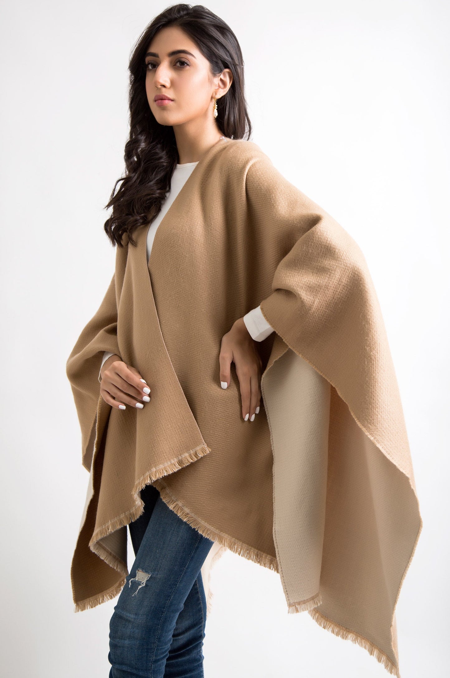 Woven Reversible Poncho Shawl