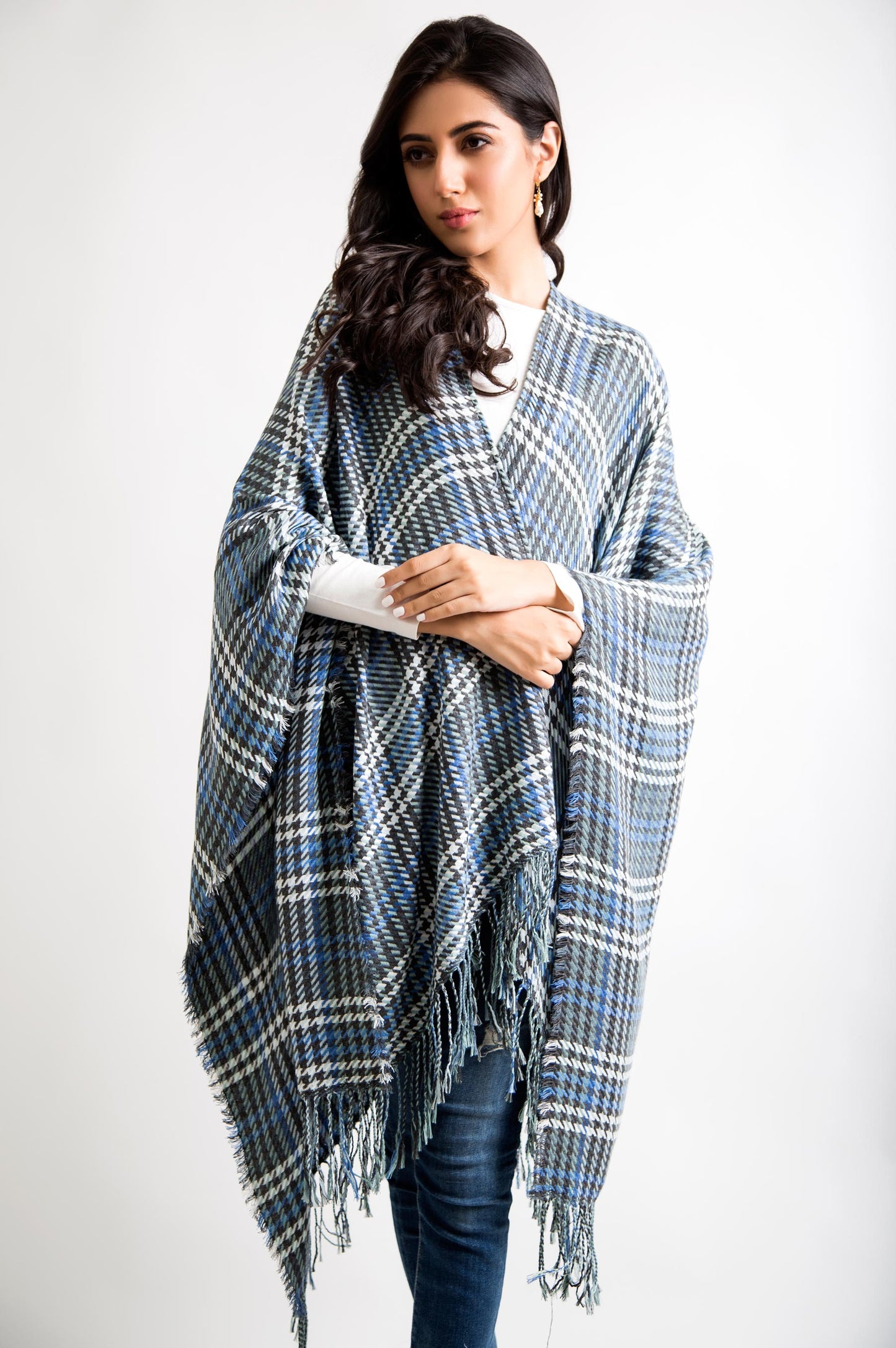 Big Fringes Poncho Shawl