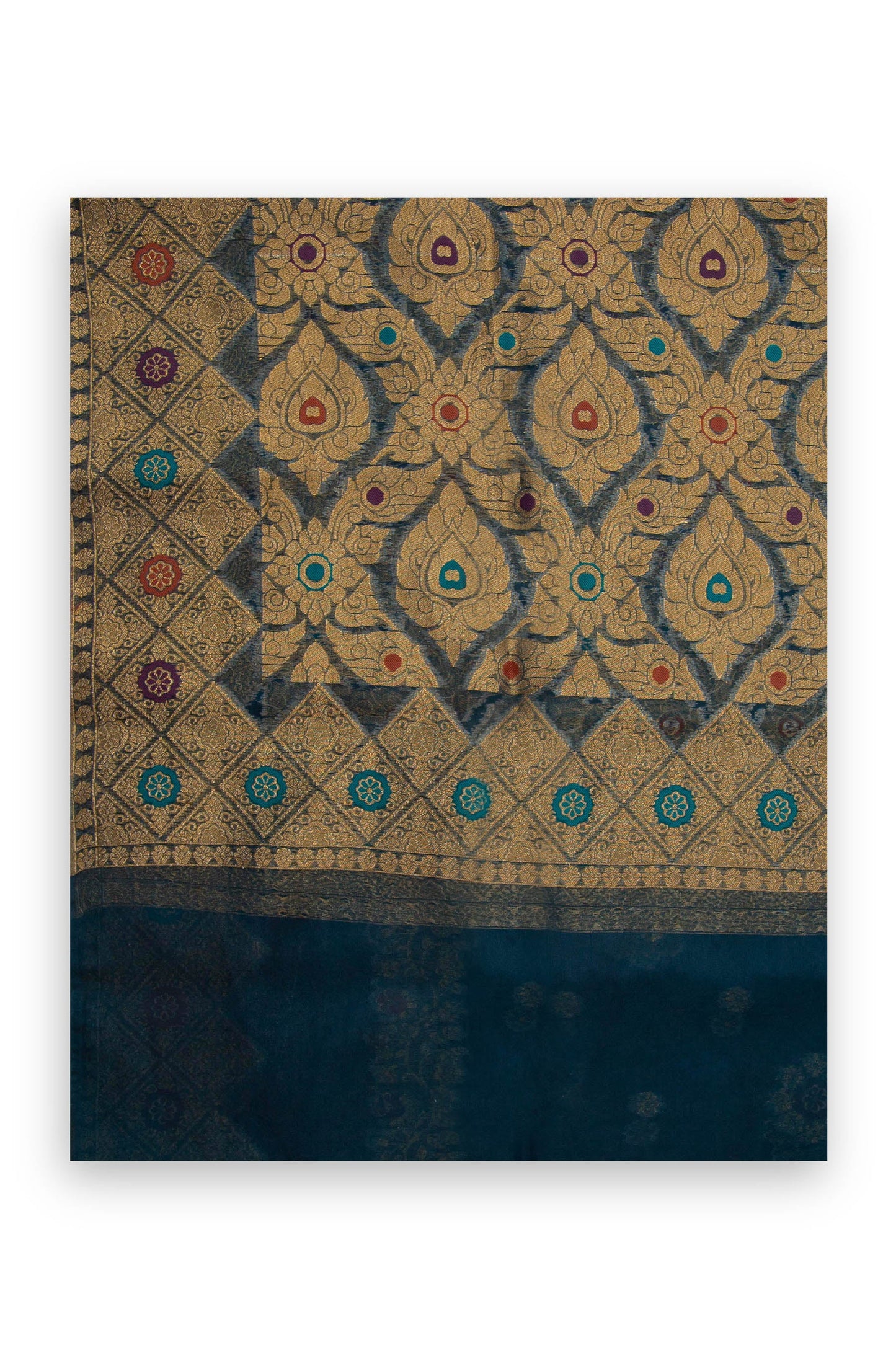 Printed Jacquard Dupatta - Teal