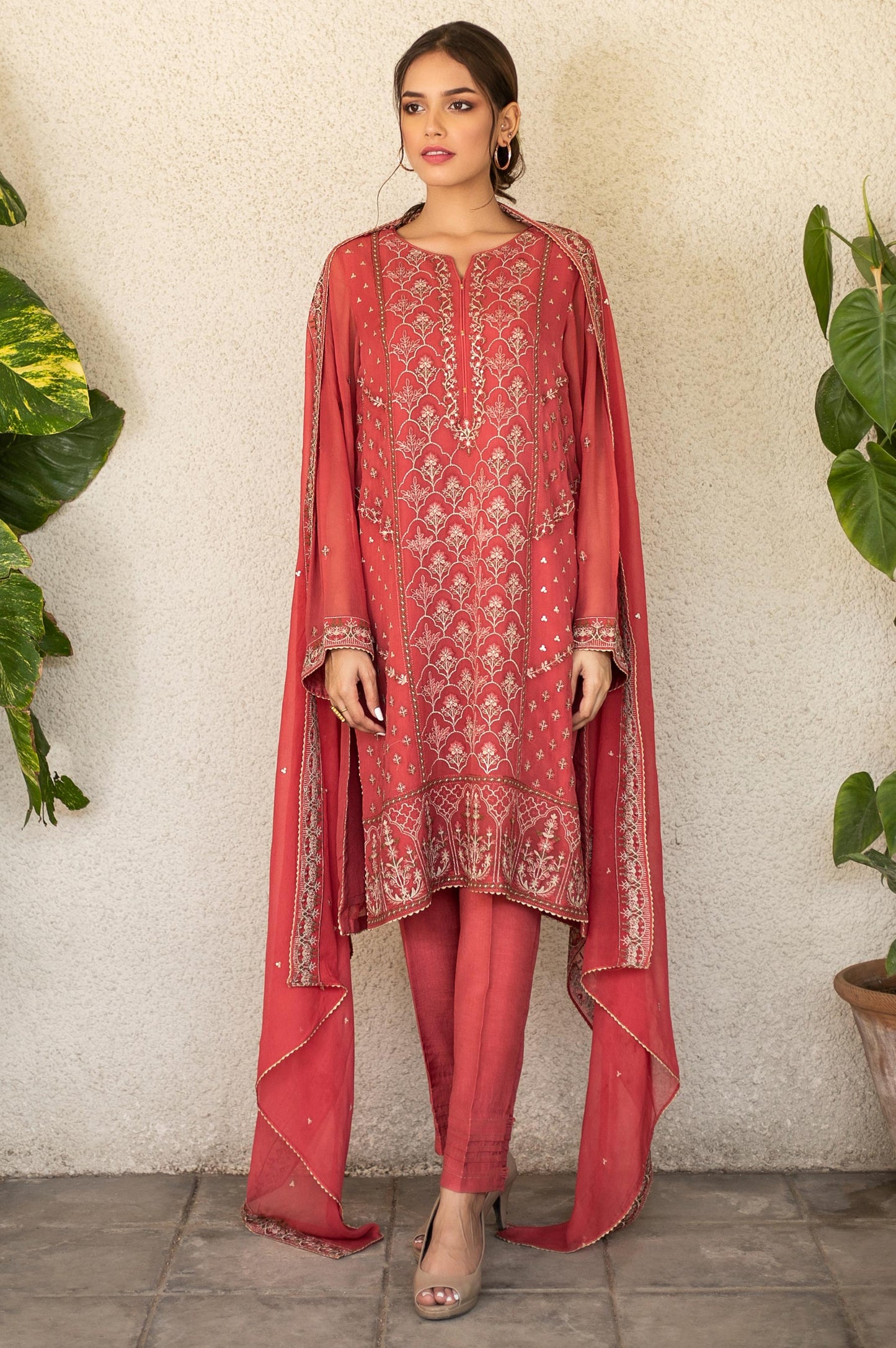 Unstitched 3 Piece Embroidered Suit