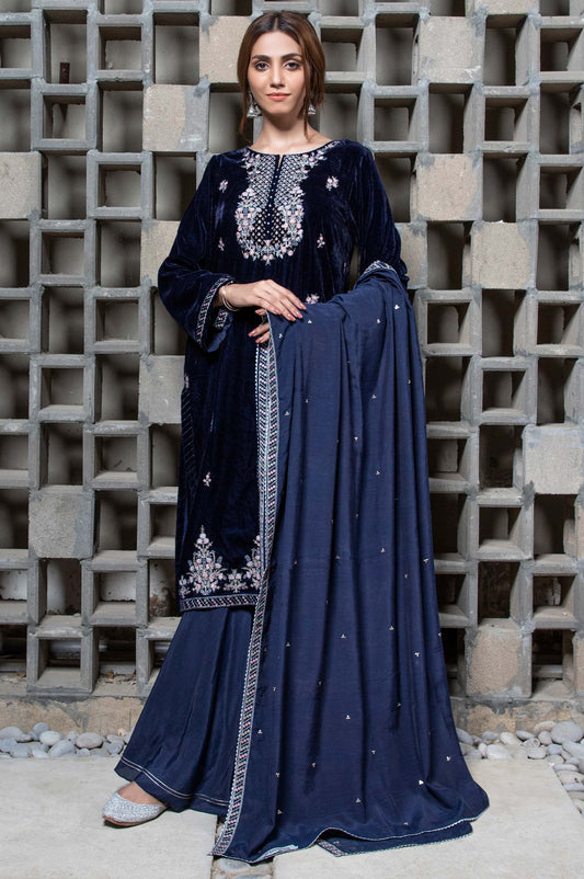 3 PC Unstitched Suit-Fabric: Velvet