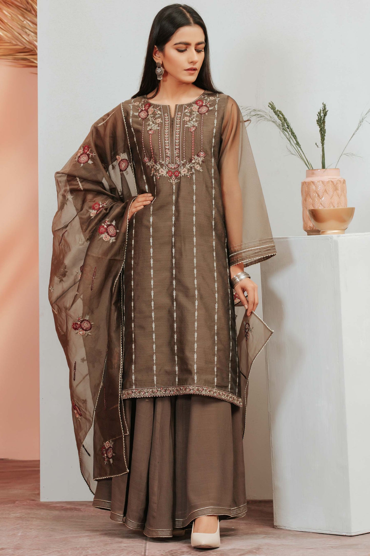 PC Unstitched Suit-Fabric: Organza