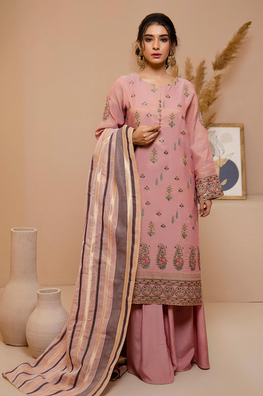 3 Piece Unstitched Embroidered Cotton Mysori Suit