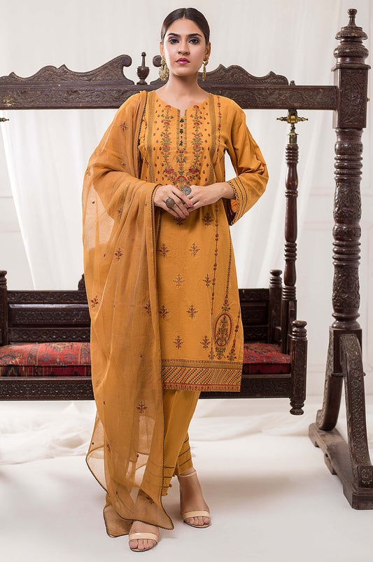 3 Piece Unstitched Embroidered Cotton Suit