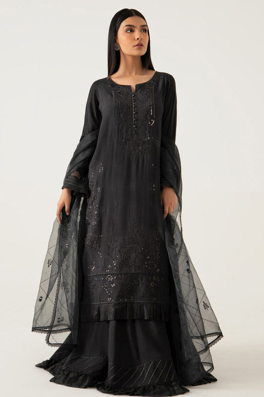 3 Pieces Unstitched Embroidered Raw Silk Suit