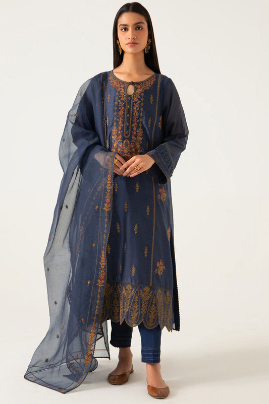 3 piece Unstitched Embroidered Staple Suit