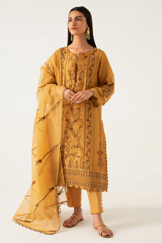 3 piece Unstitched Embroidered Staple Suit