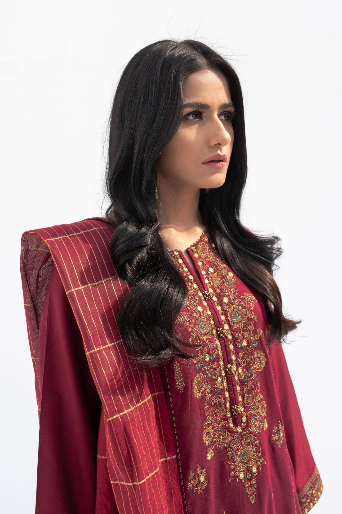 3 piece Unstitched Embroidered Cotton Silk Suit