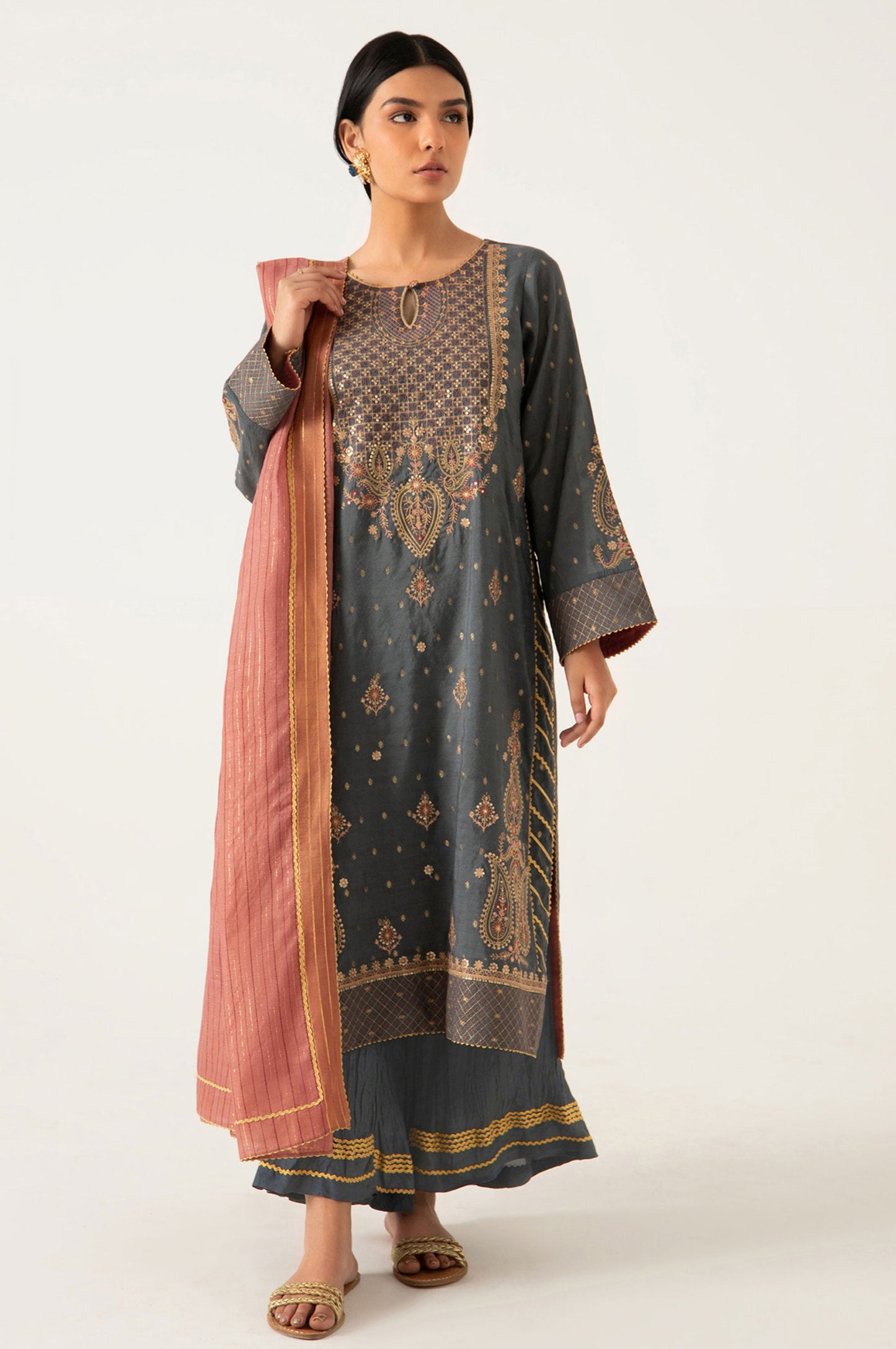 3 Pieces Unstitched Embroidered Lorex Jacquard Suit