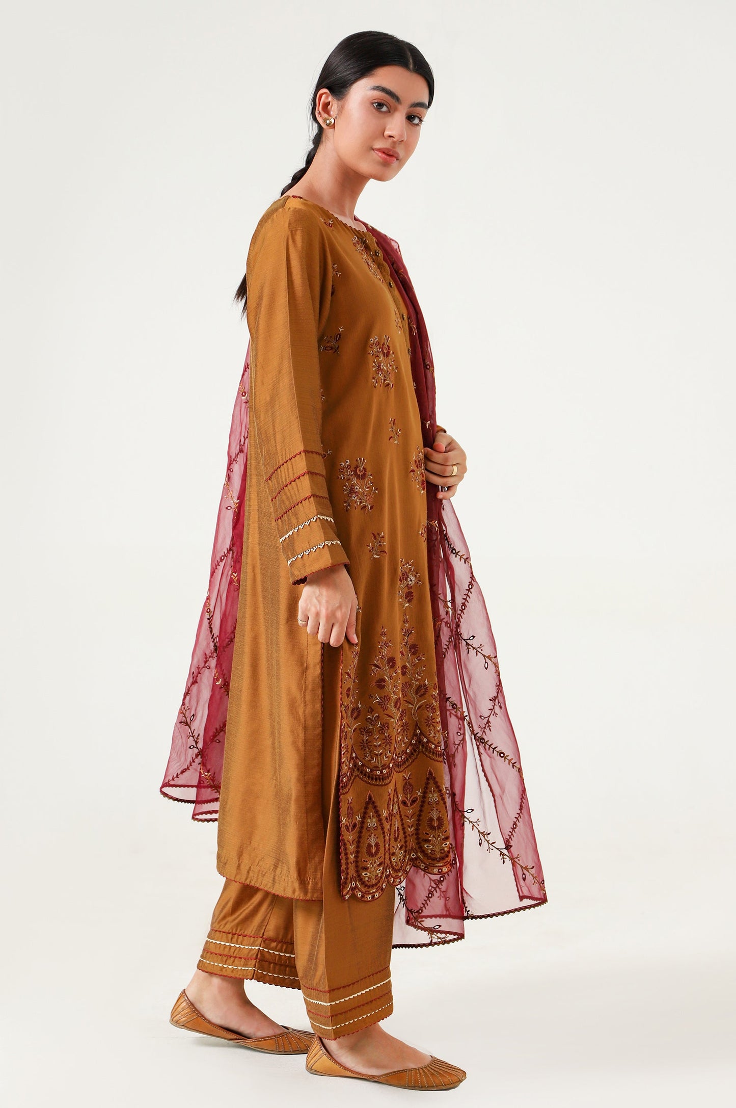 3 piece Unstitched Embroidered Cotton silk Suit
