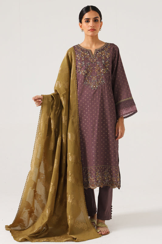 3 Piece Unstitched Embroidered Jacquard Suit