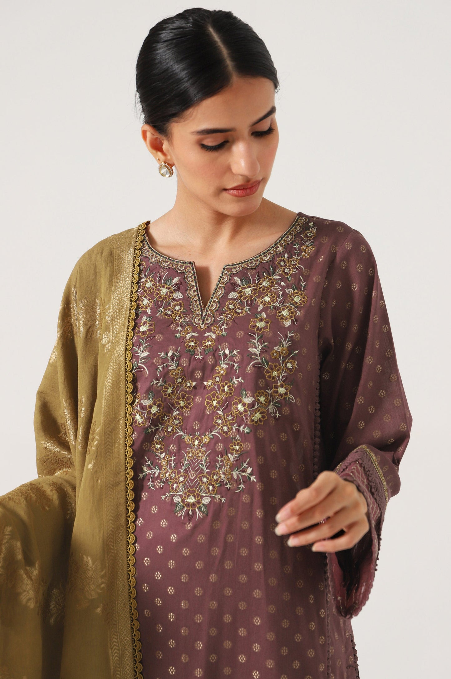3 Piece Unstitched Embroidered Jacquard Suit