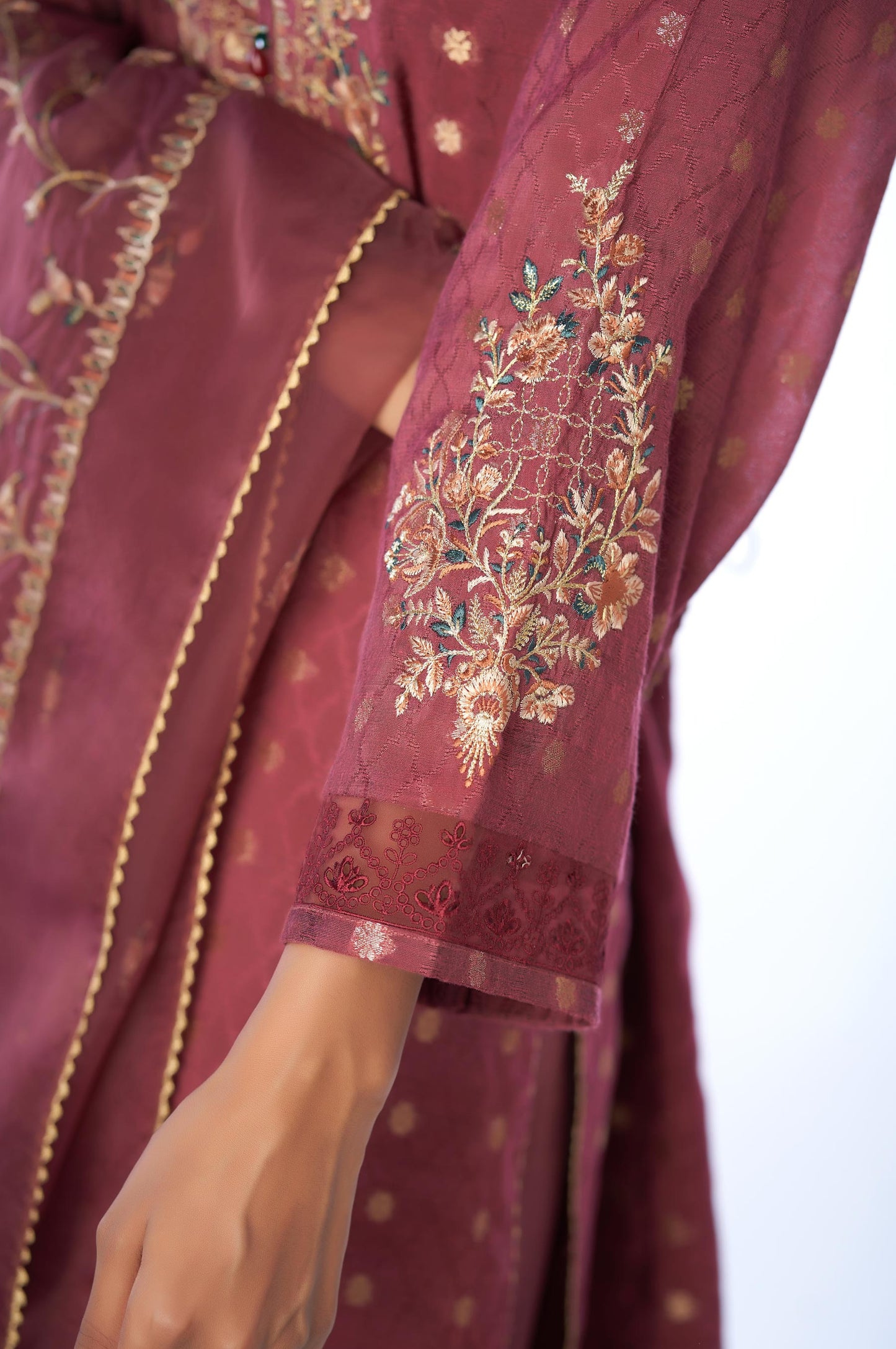 3 piece Unstitched Embroidered Zari Jacquard Suit