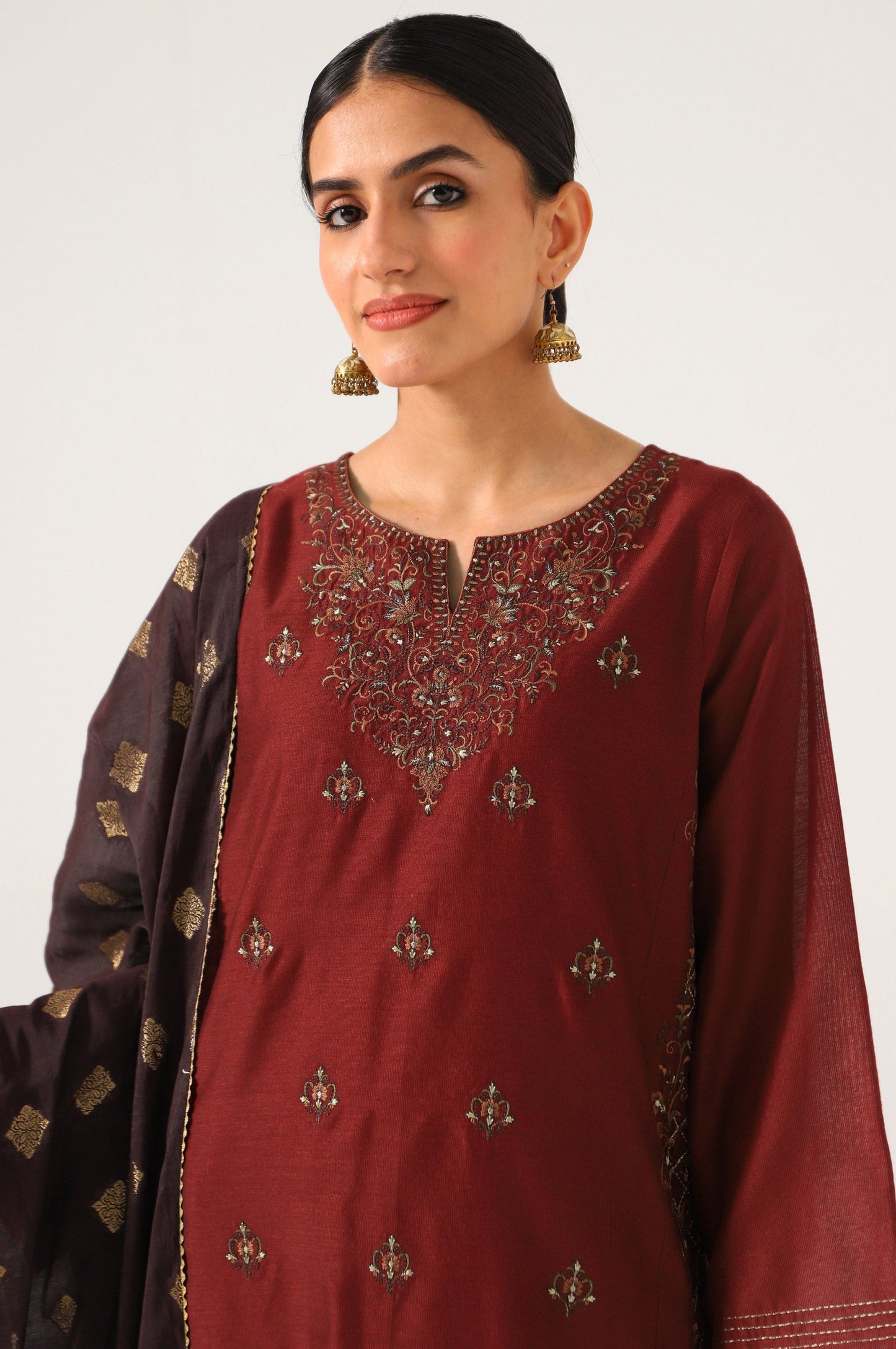 3 Piece Unstitched Embroidered Cotton net Suit