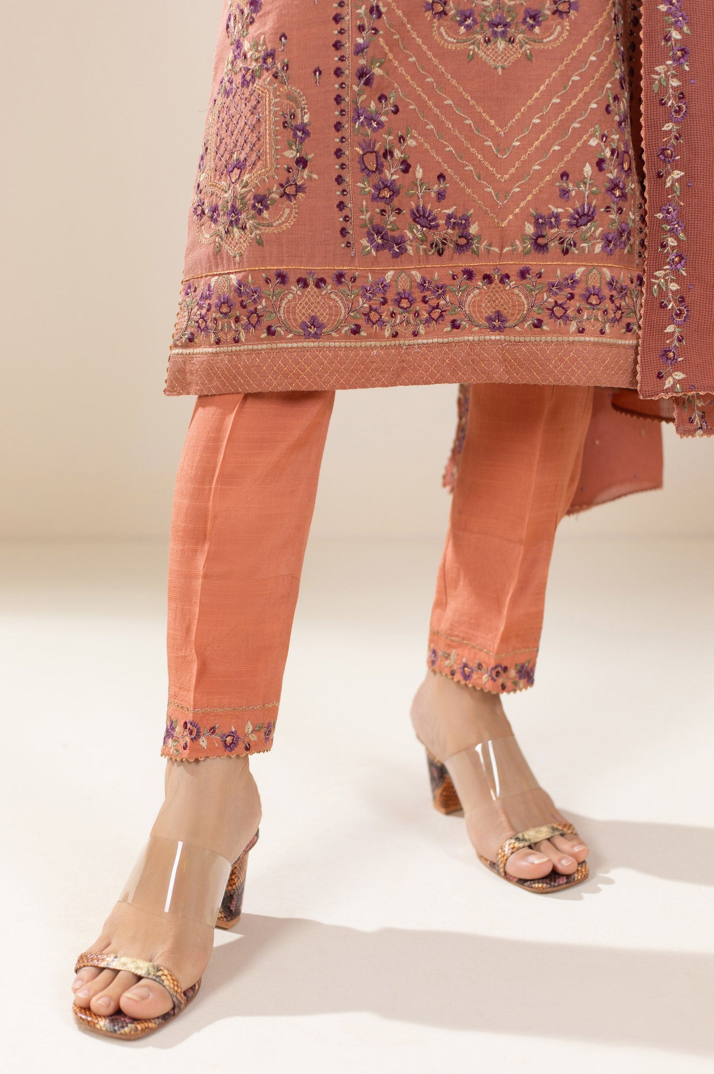 3 Piece Unstitched Embroidered Cotton Net Suit