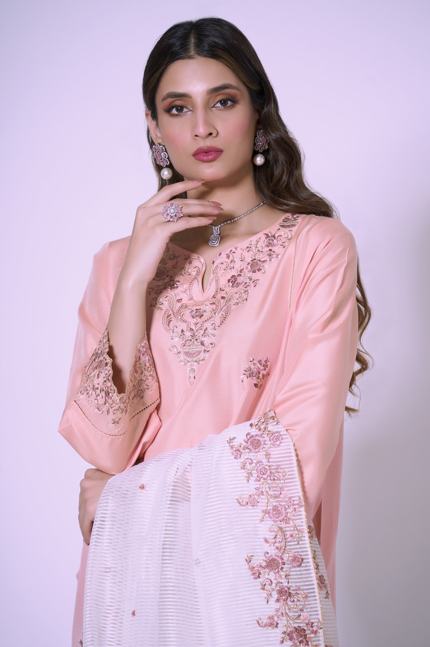 3 Piece Unstitched Embroidered Cotton Silk Suit
