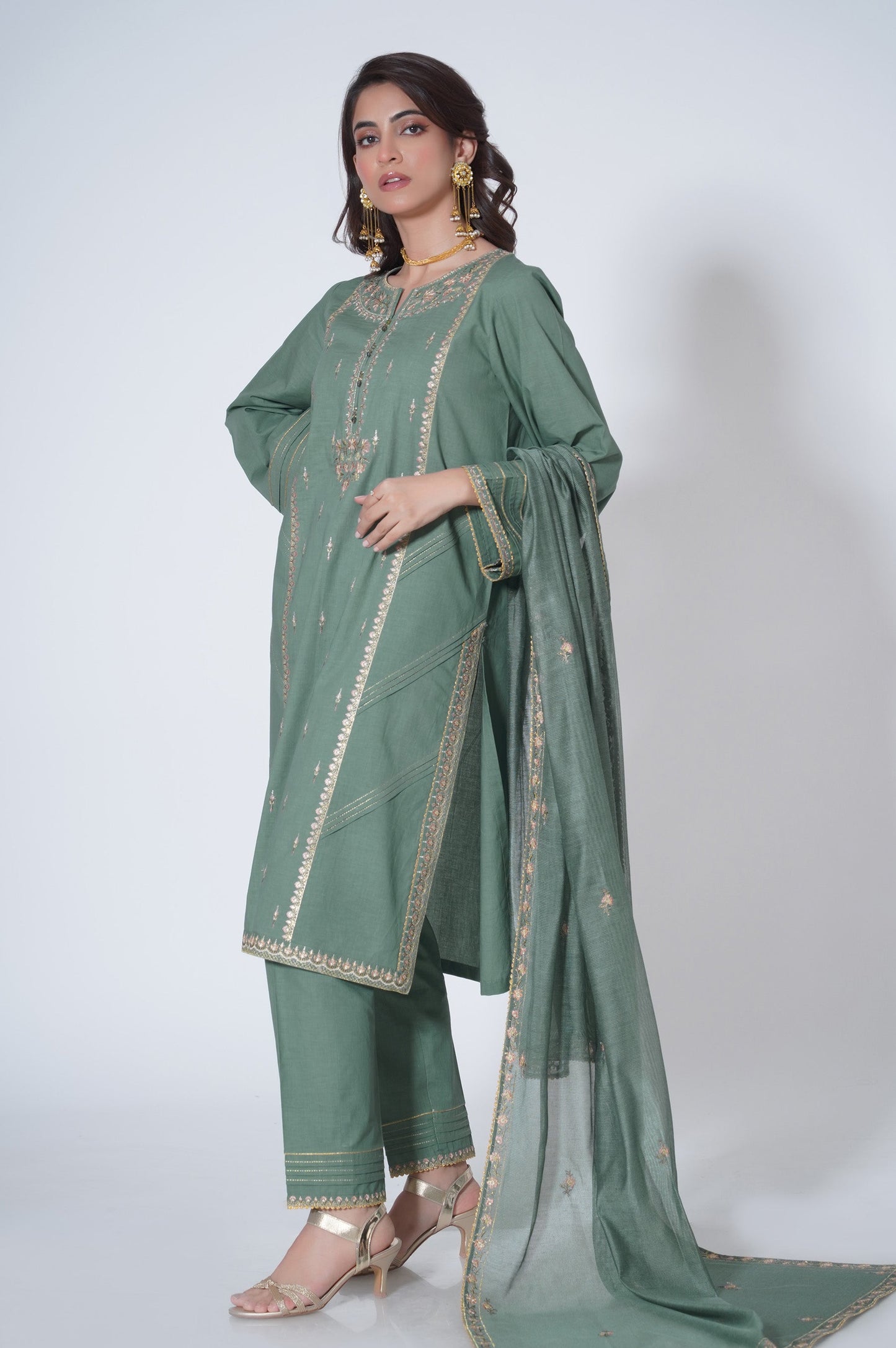 3 Piece Unstitched Embroidered Cambric Suit