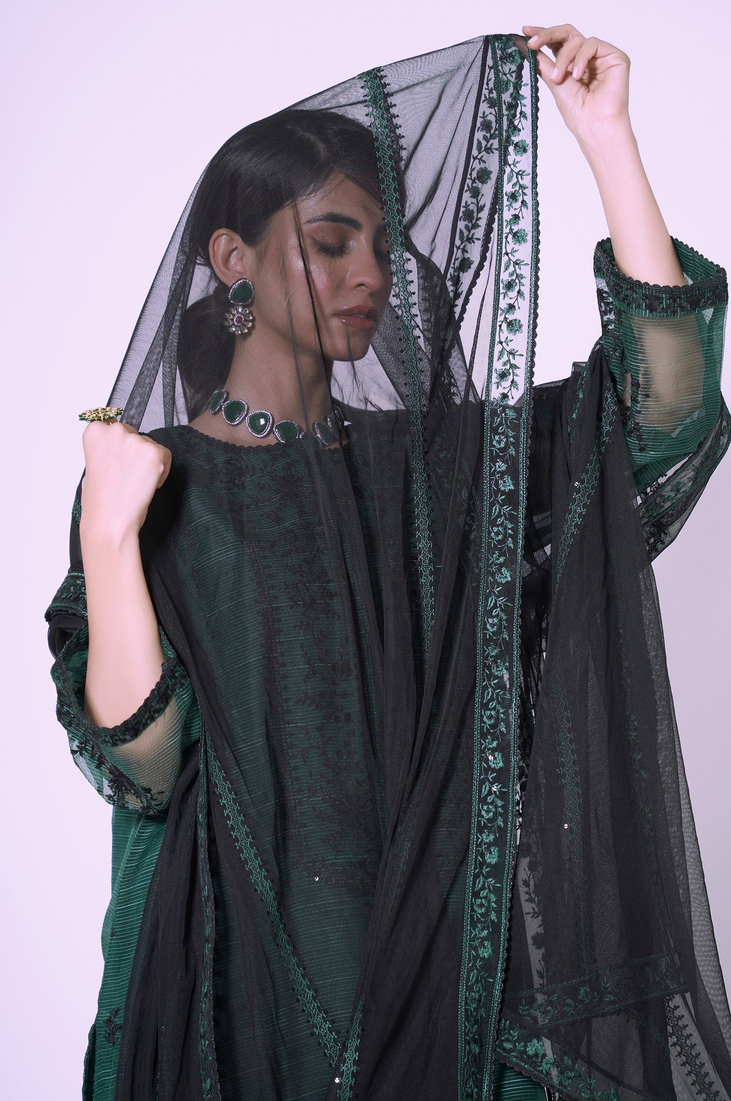 3 Pieces Unstitched Embroidered Textured Organza Suit