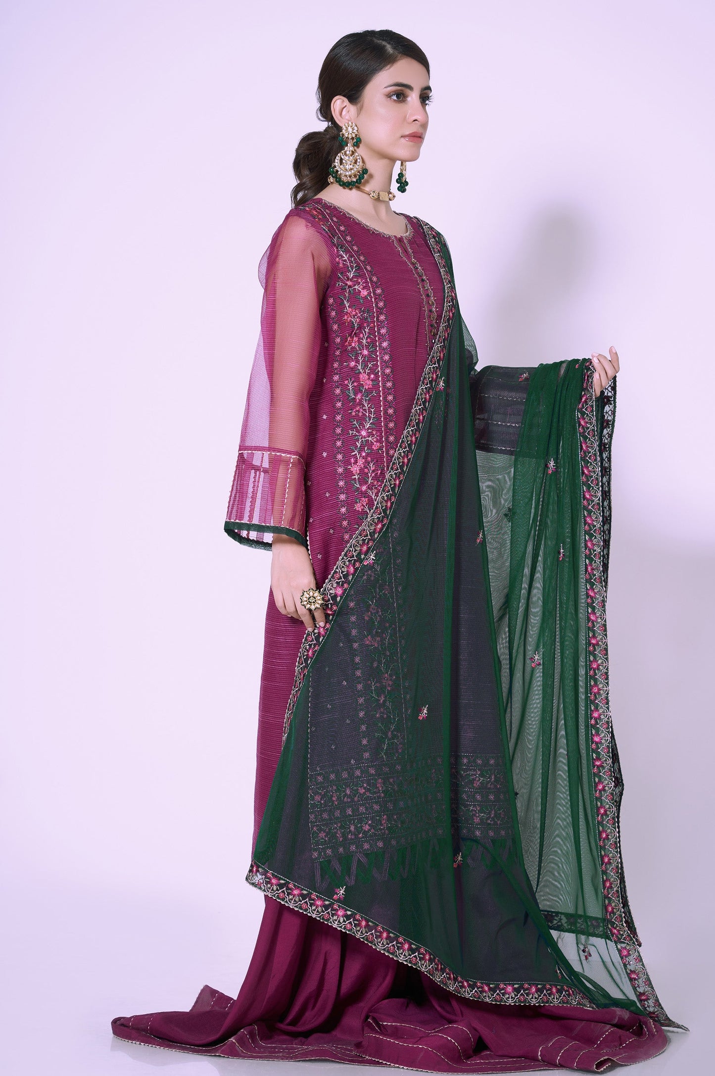 3 Piece Unstitched Embroidered Textured Organza Suit